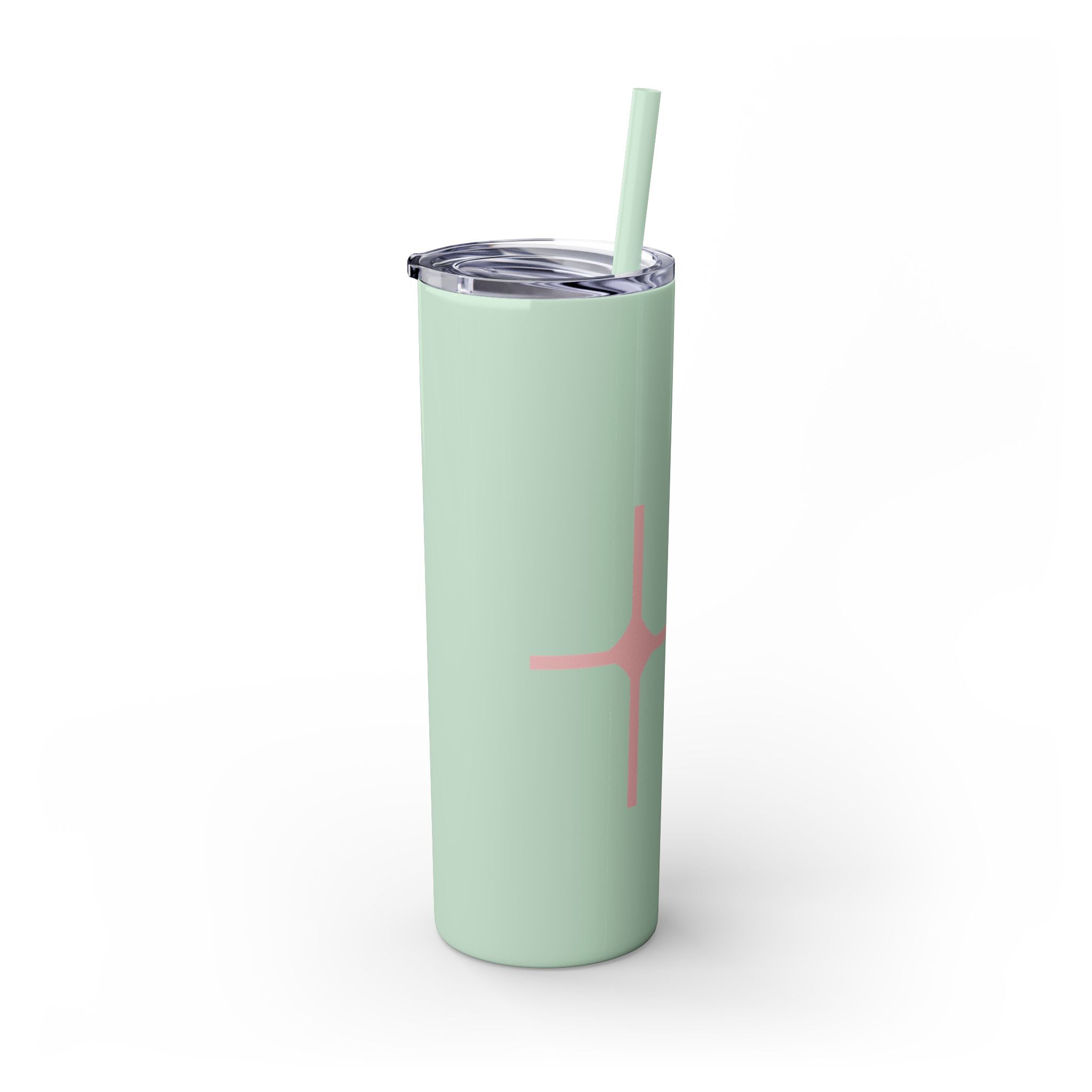 Chic Skinny Tumbler with Straw - Modern Pink Design