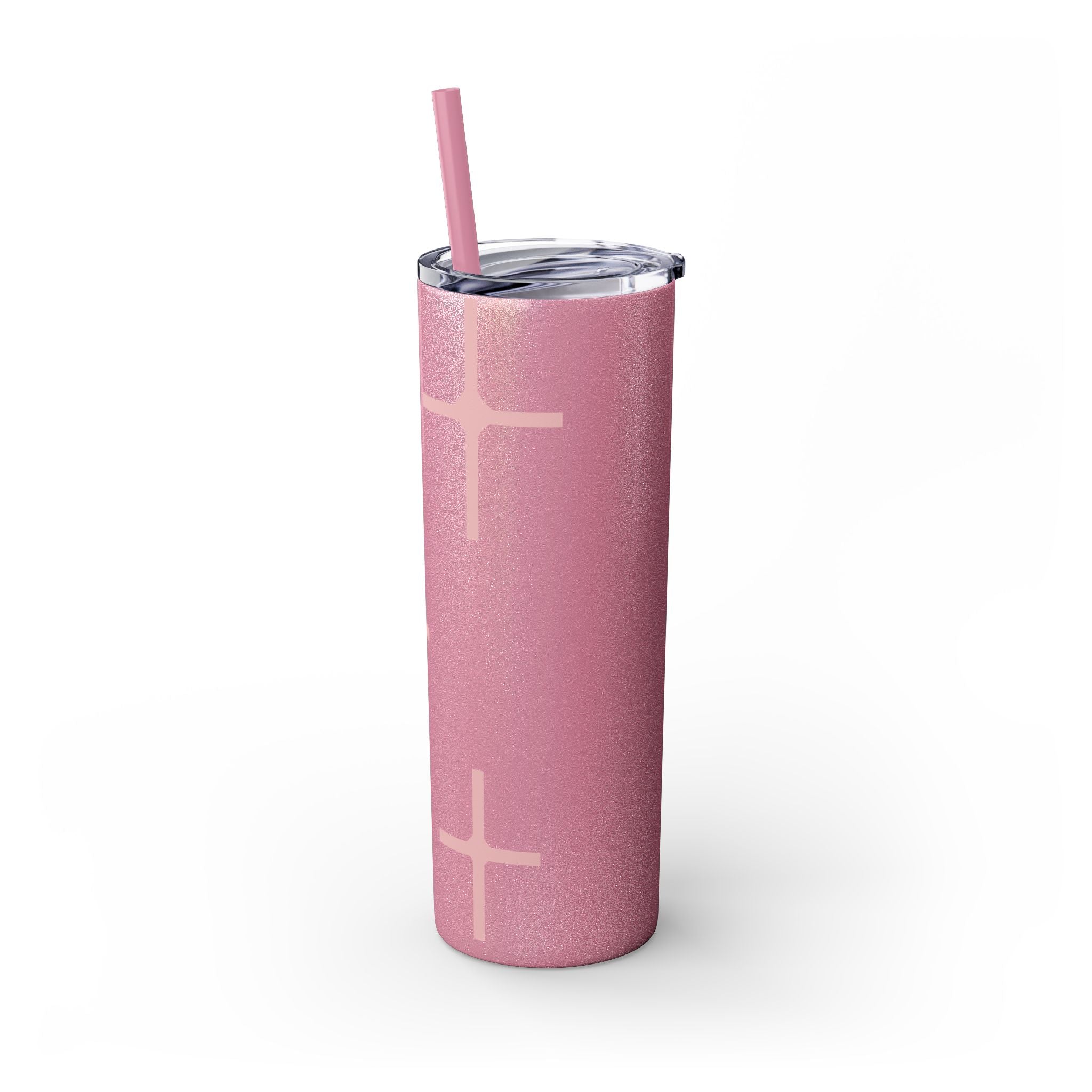 Chic Skinny Tumbler with Straw - Modern Pink Design