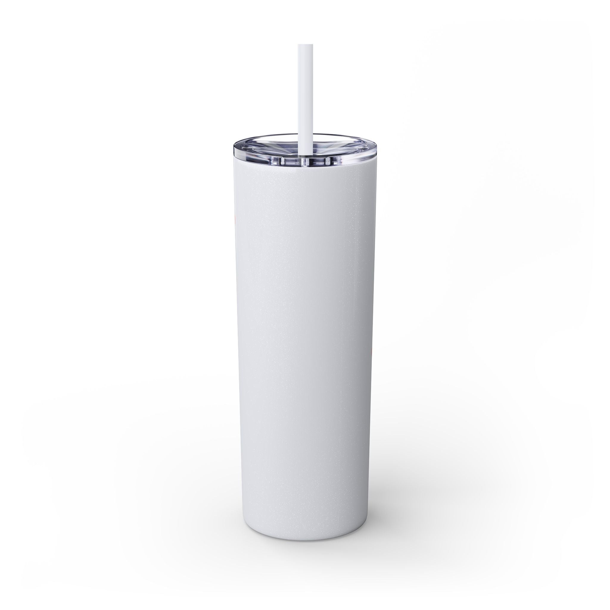 Chic Skinny Tumbler with Straw - Modern Pink Design