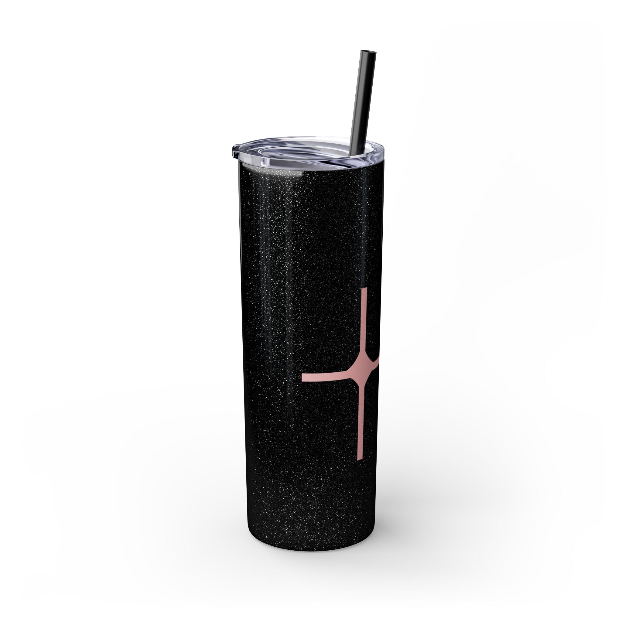 Chic Skinny Tumbler with Straw - Modern Pink Design