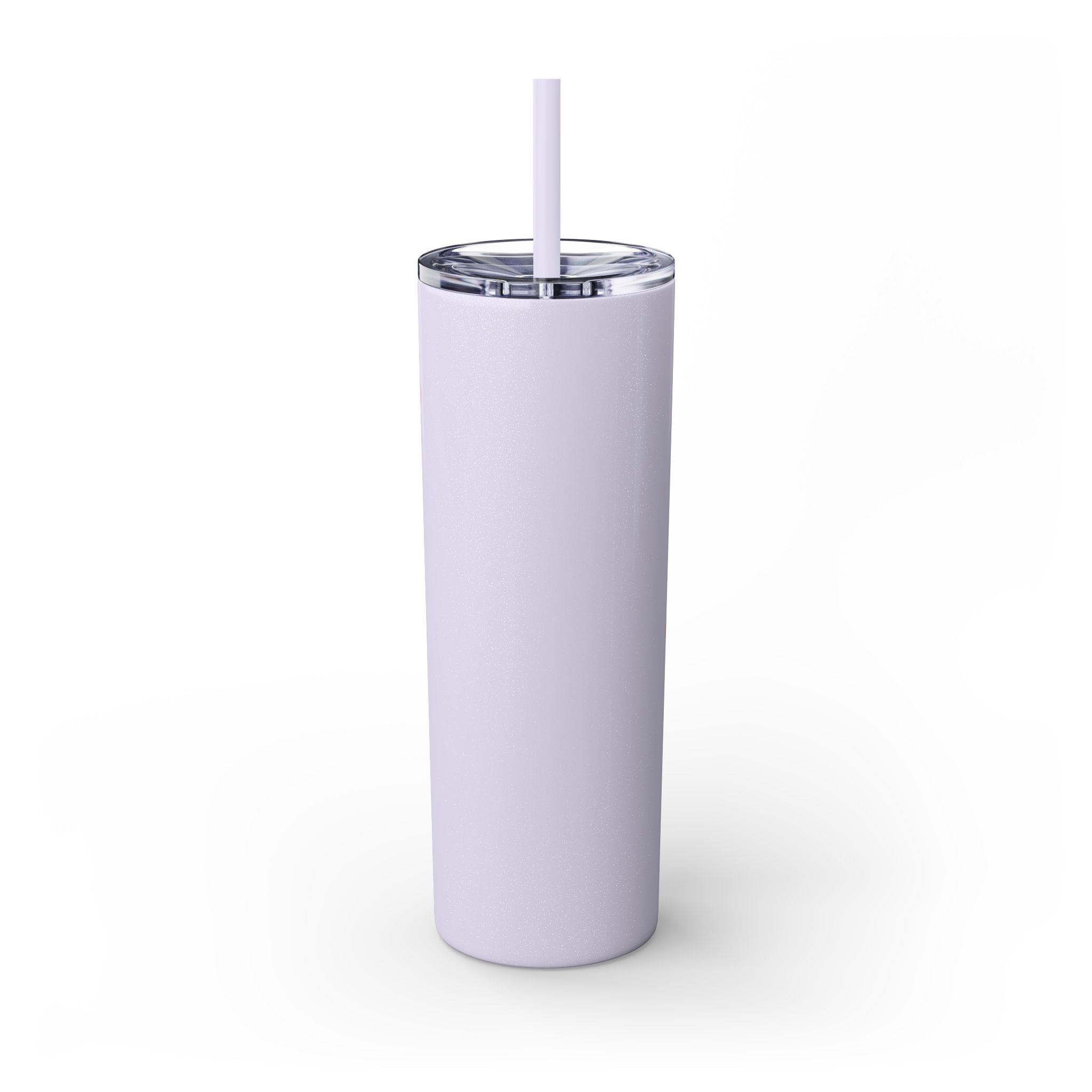 Chic Skinny Tumbler with Straw - Modern Pink Design