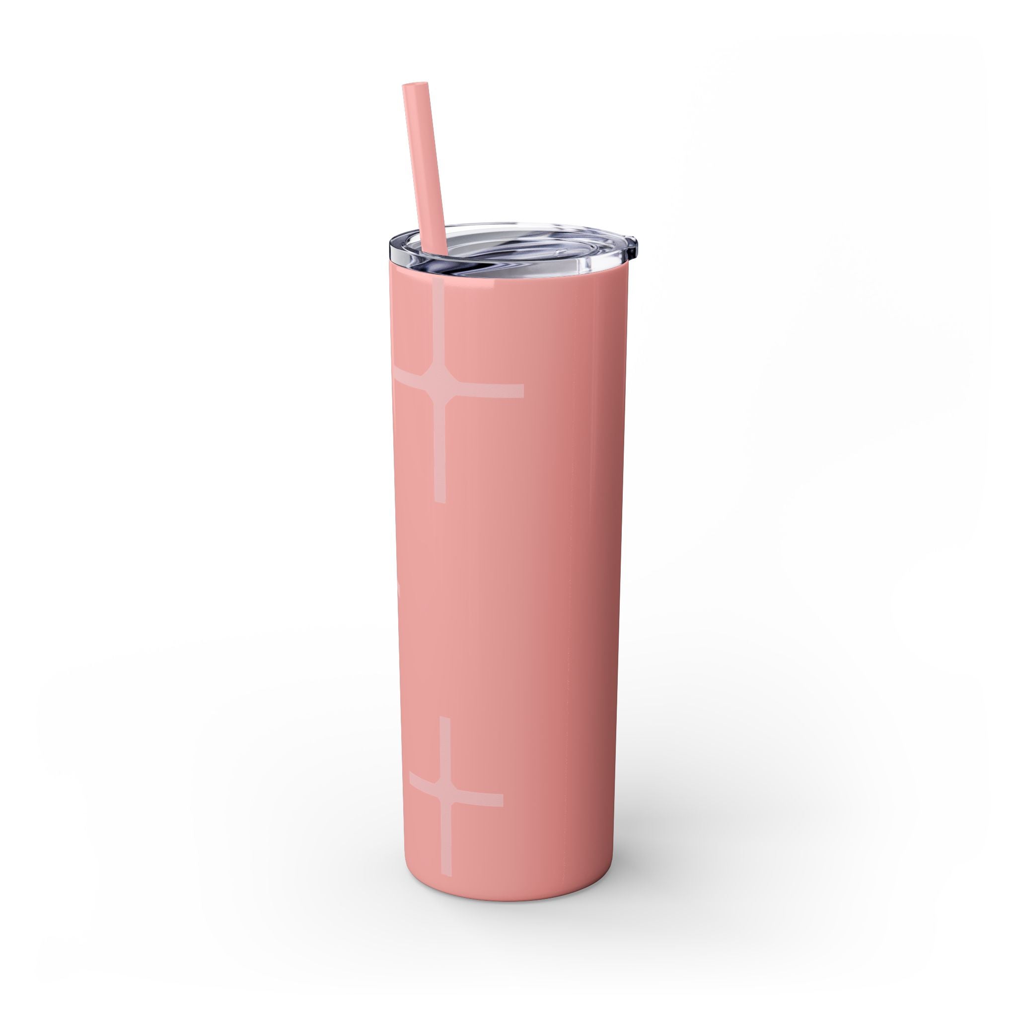 Chic Skinny Tumbler with Straw - Modern Pink Design