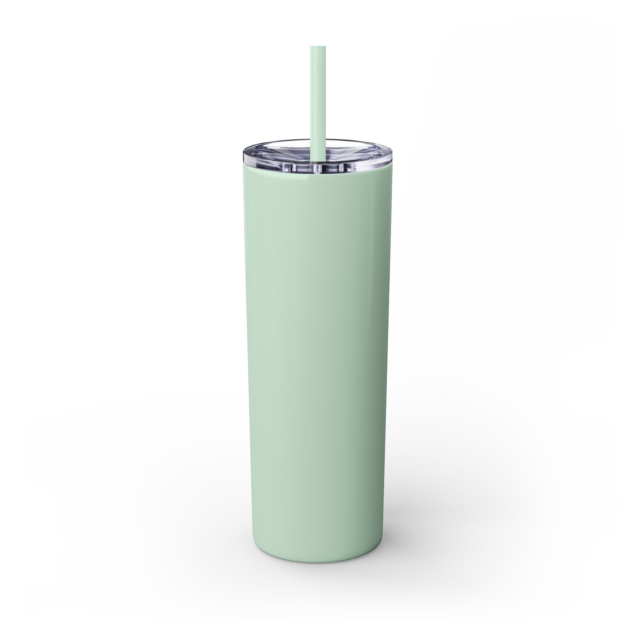 Chic Skinny Tumbler with Straw - Modern Pink Design