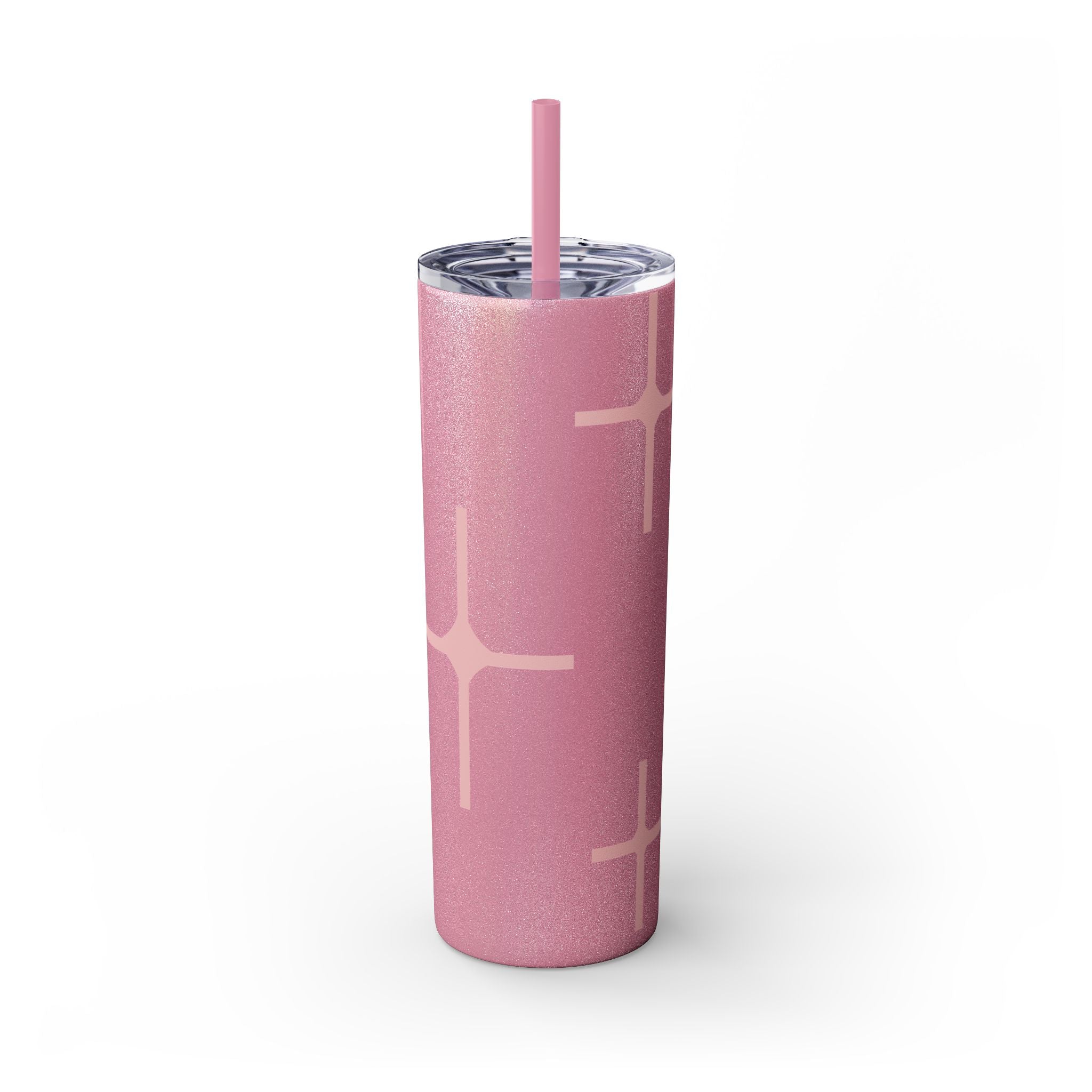 Chic Skinny Tumbler with Straw - Modern Pink Design