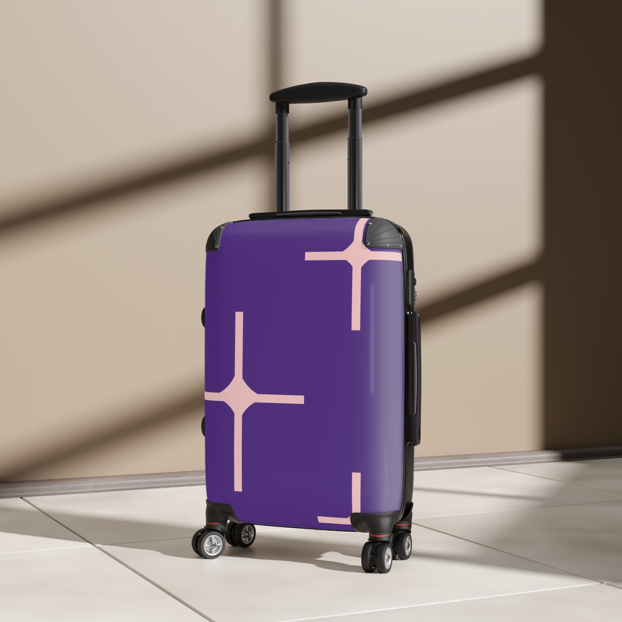 Stylish Purple Suitcase with Geometric Design