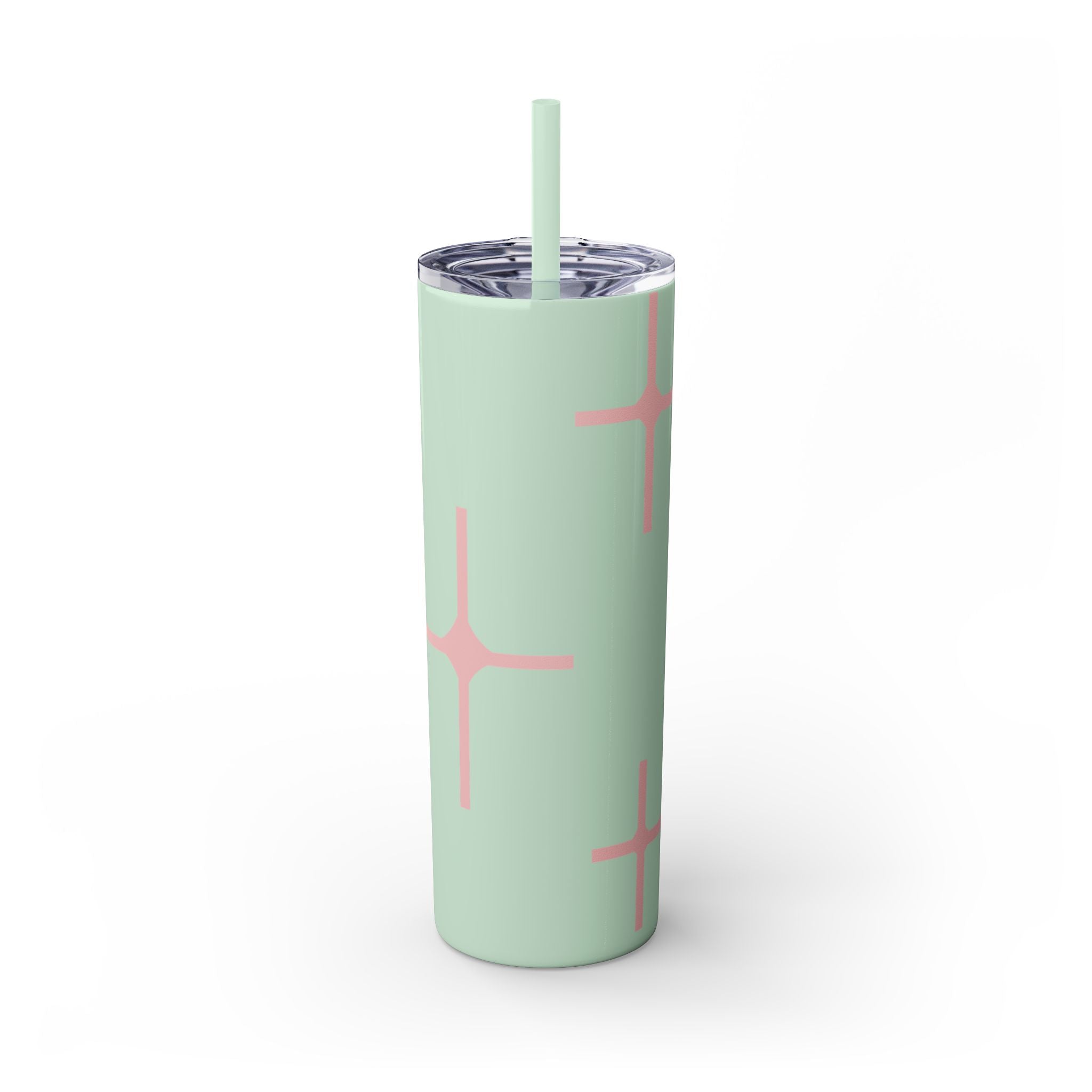 Chic Skinny Tumbler with Straw - Modern Pink Design