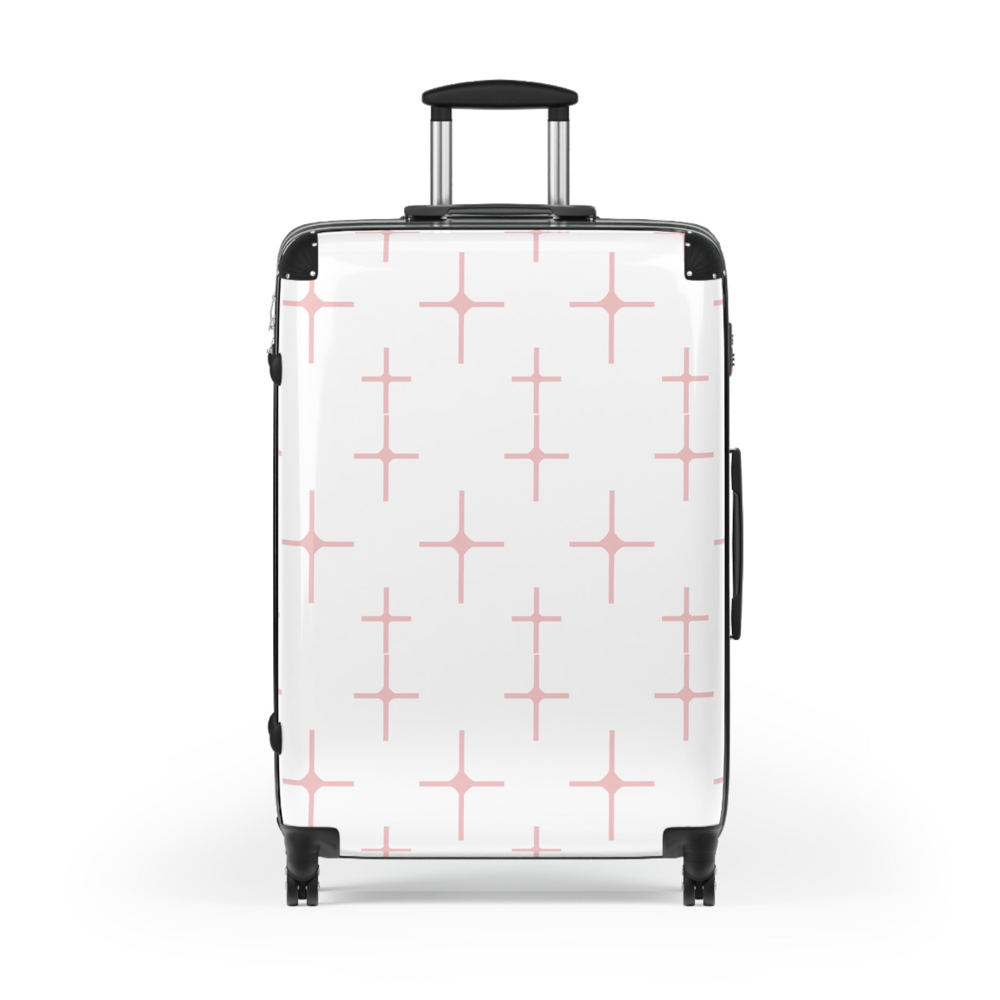 Chic Travel Suitcase with Pink Pattern Design