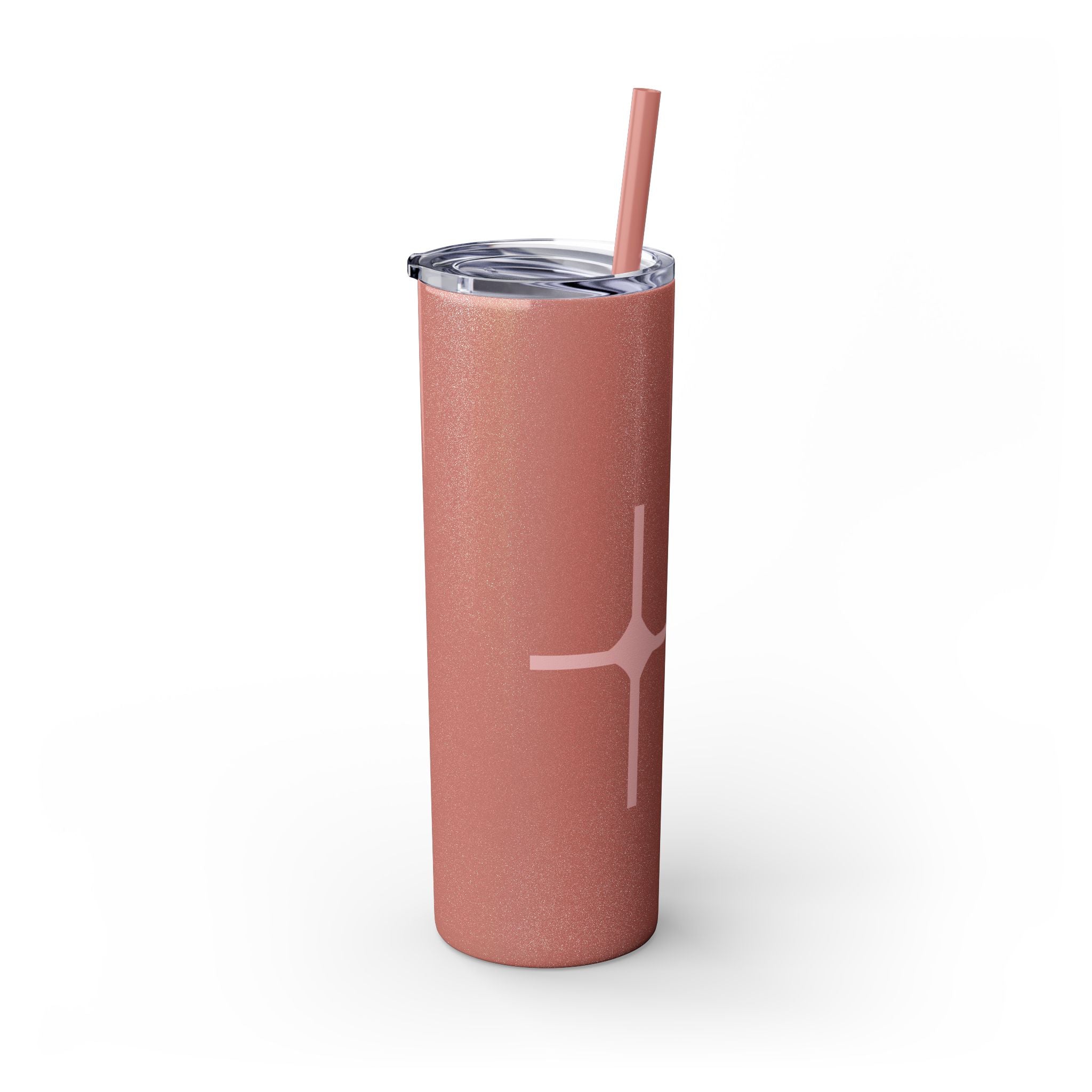Chic Skinny Tumbler with Straw - Modern Pink Design