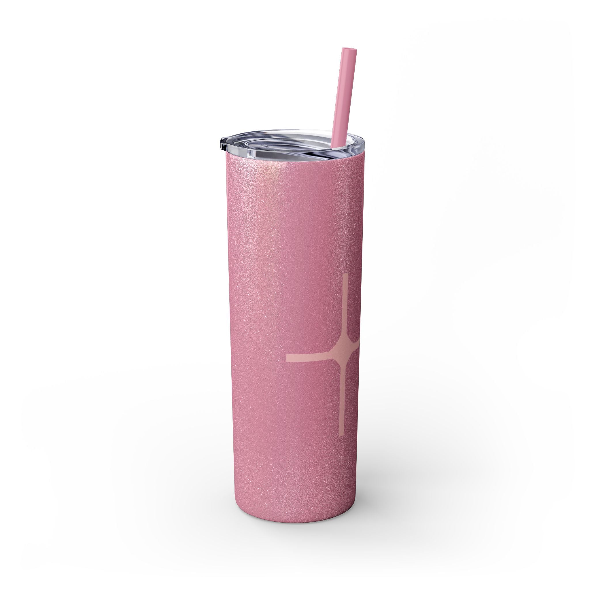 Chic Skinny Tumbler with Straw - Modern Pink Design
