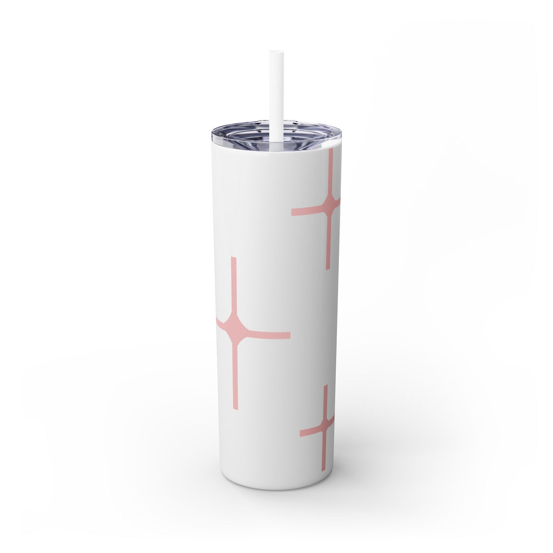 Chic Skinny Tumbler with Straw - Modern Pink Design