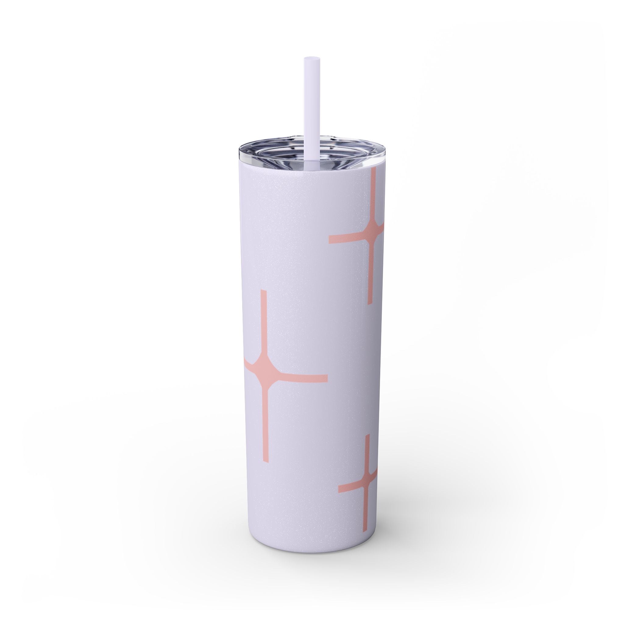Chic Skinny Tumbler with Straw - Modern Pink Design