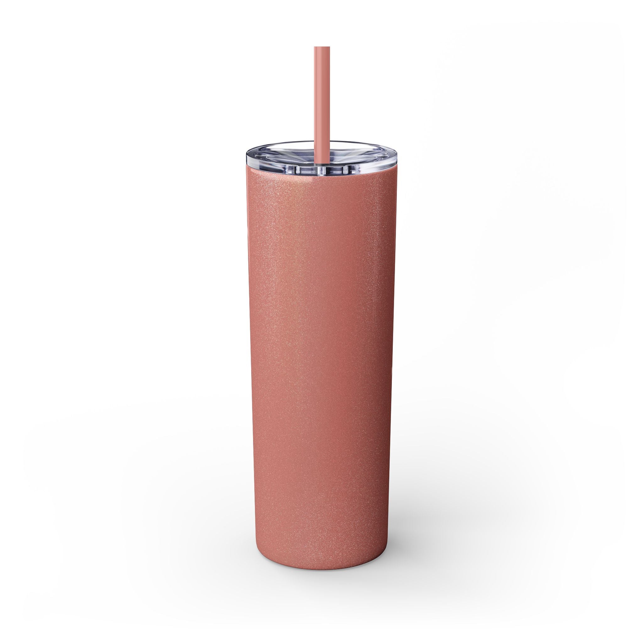 Chic Skinny Tumbler with Straw - Modern Pink Design