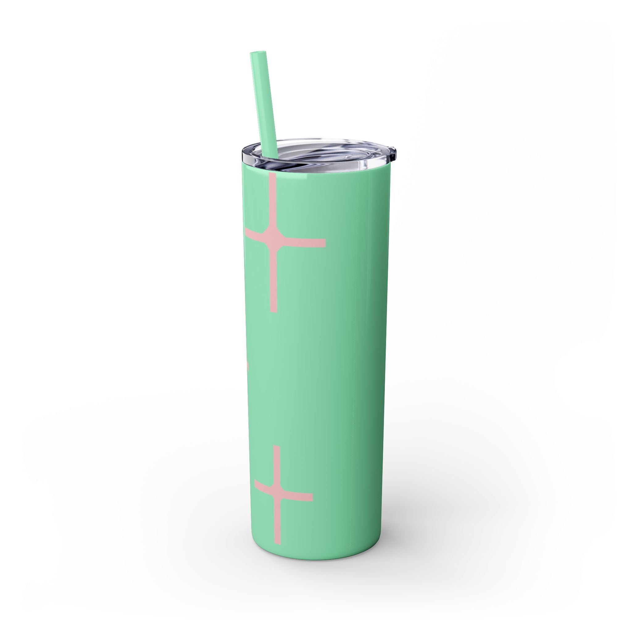 Chic Skinny Tumbler with Straw - Modern Pink Design