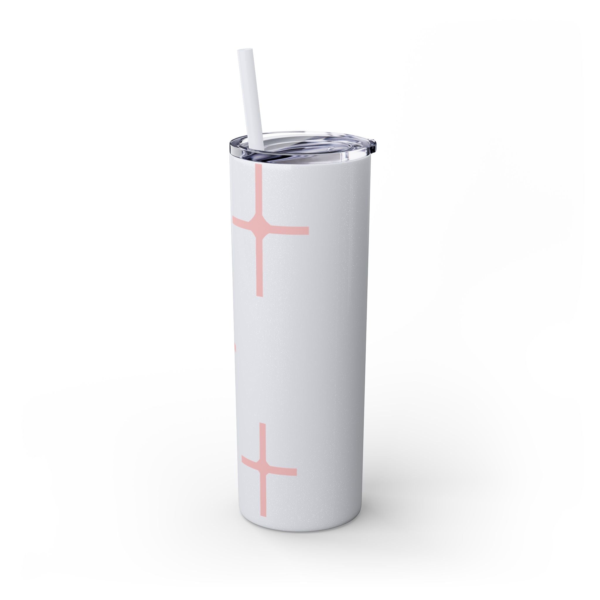 Chic Skinny Tumbler with Straw - Modern Pink Design