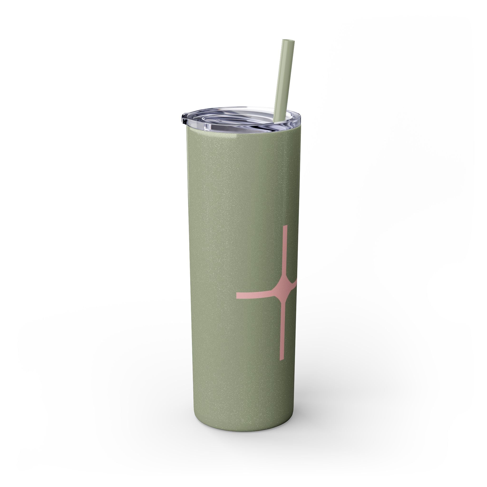 Chic Skinny Tumbler with Straw - Modern Pink Design