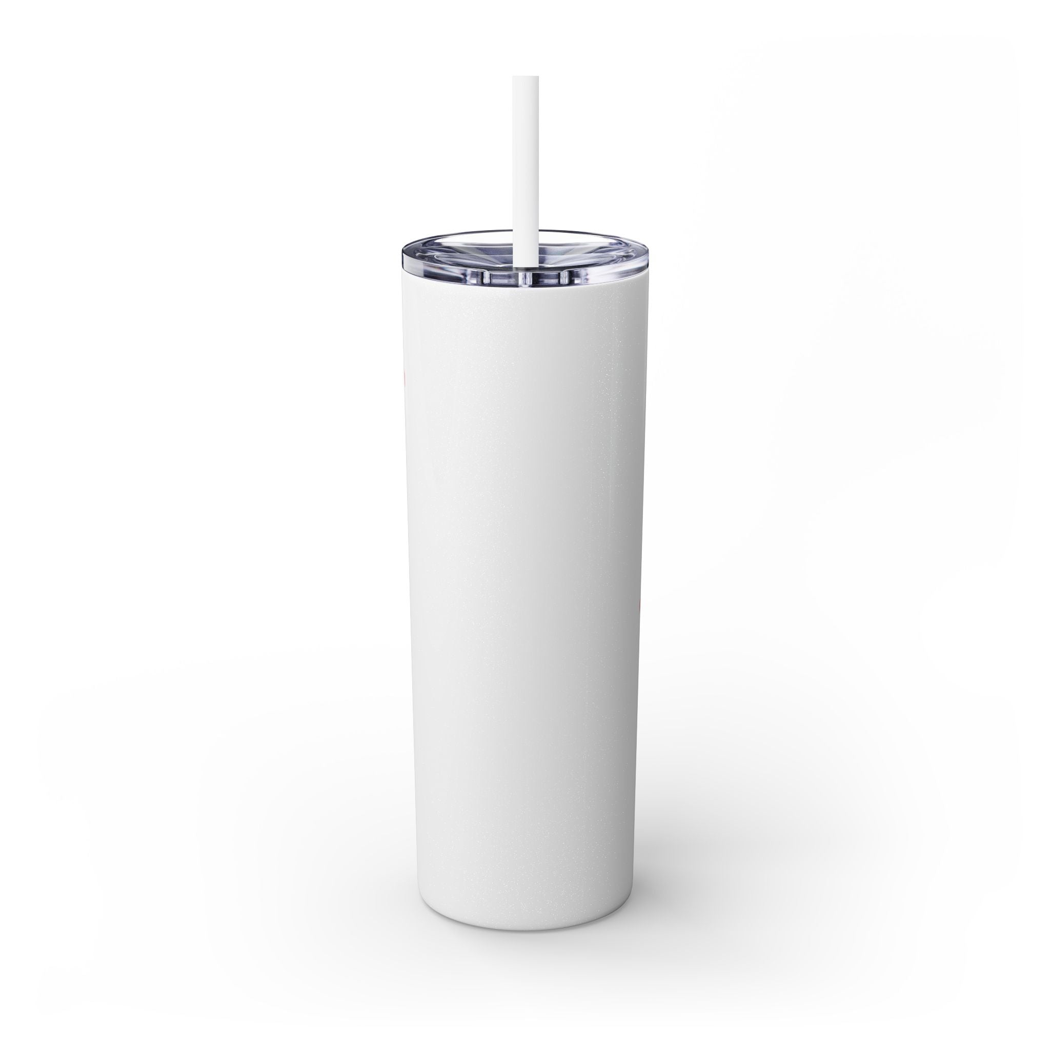 Chic Skinny Tumbler with Straw - Modern Pink Design