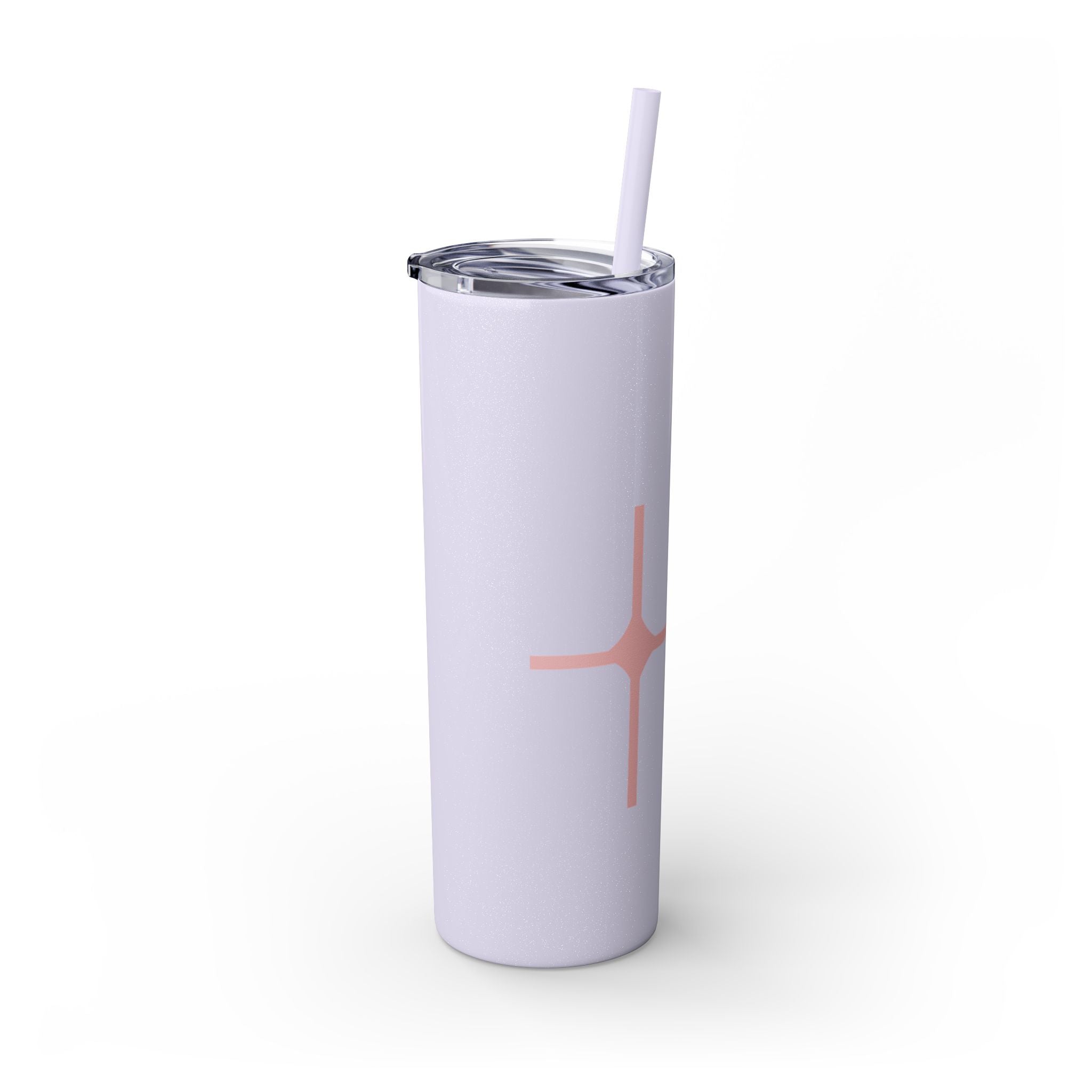 Chic Skinny Tumbler with Straw - Modern Pink Design