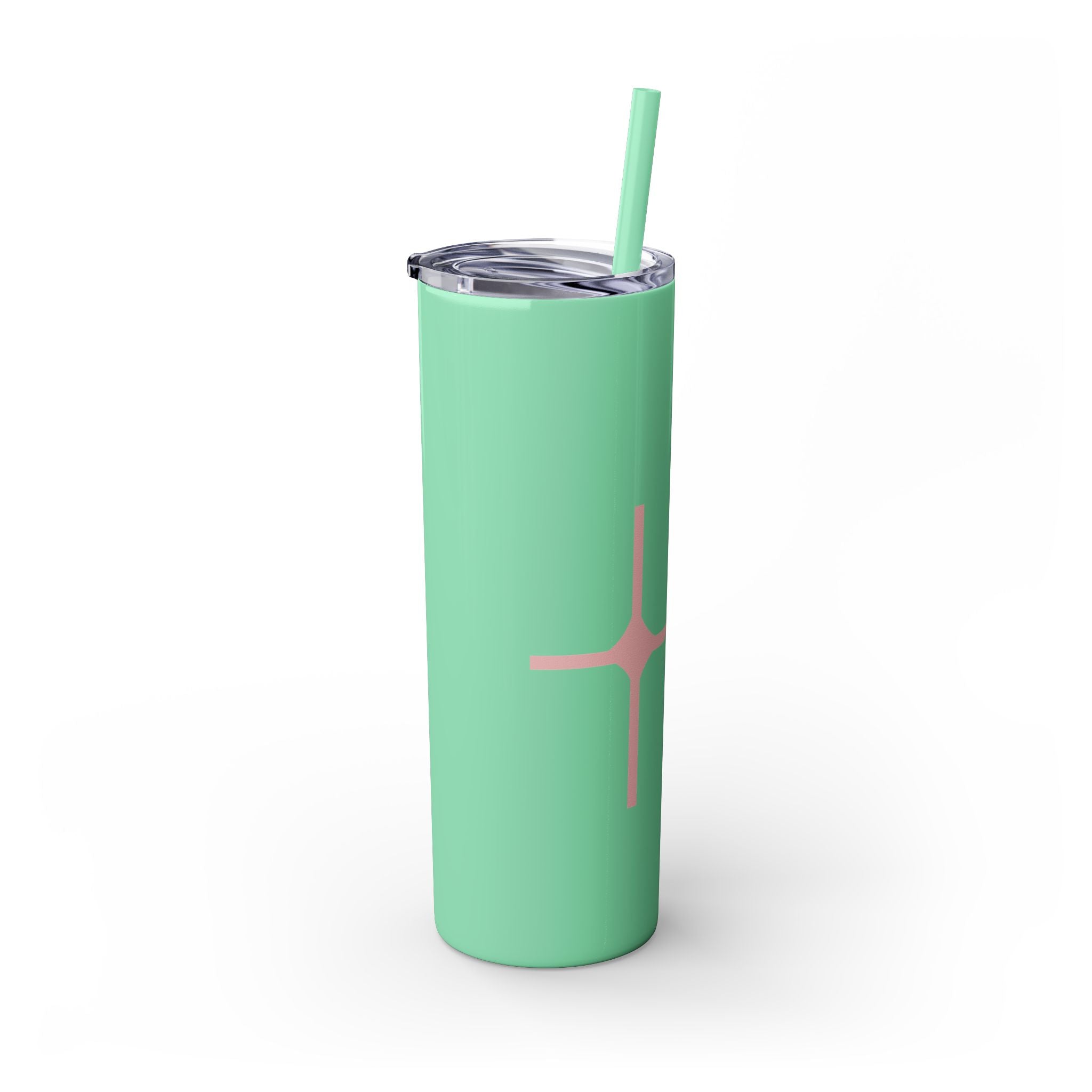 Chic Skinny Tumbler with Straw - Modern Pink Design