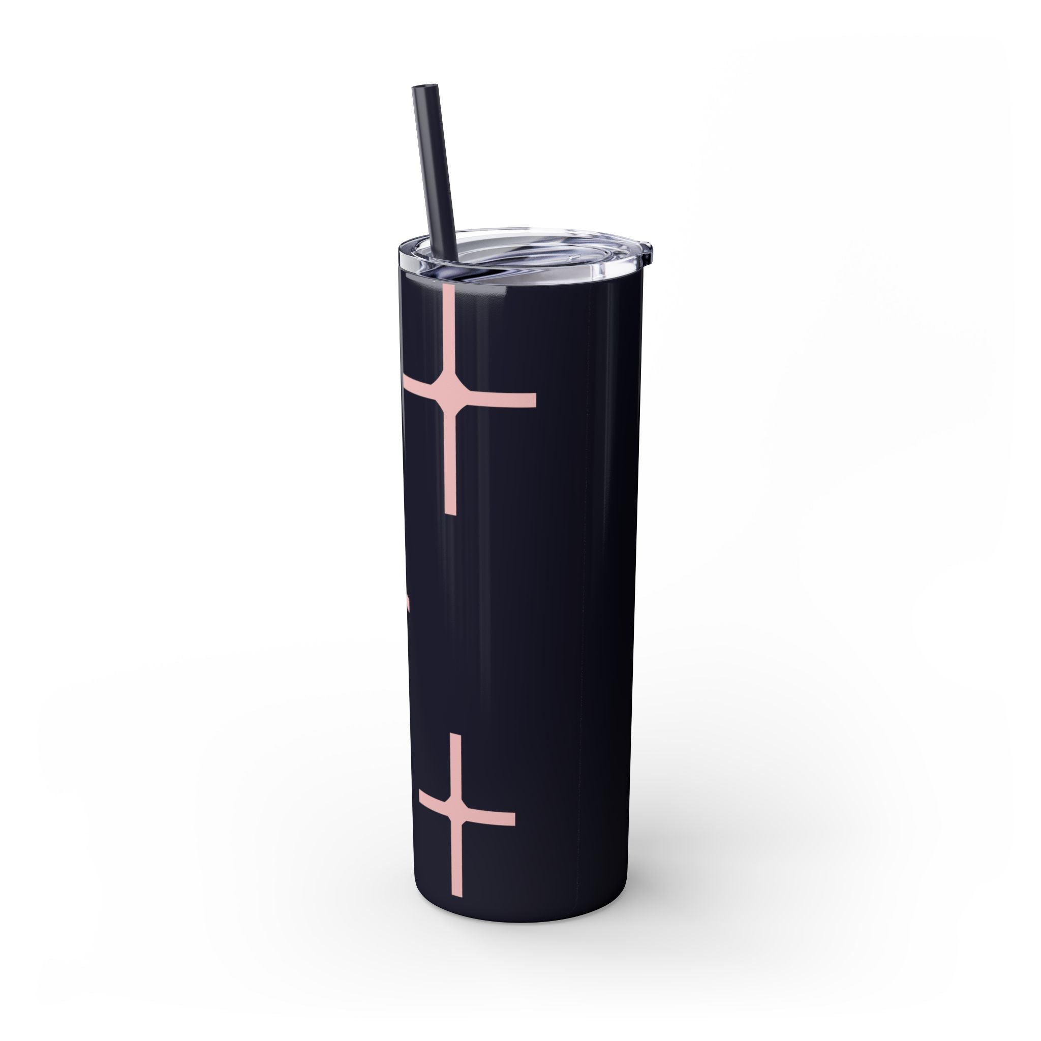 Chic Skinny Tumbler with Straw - Modern Pink Design