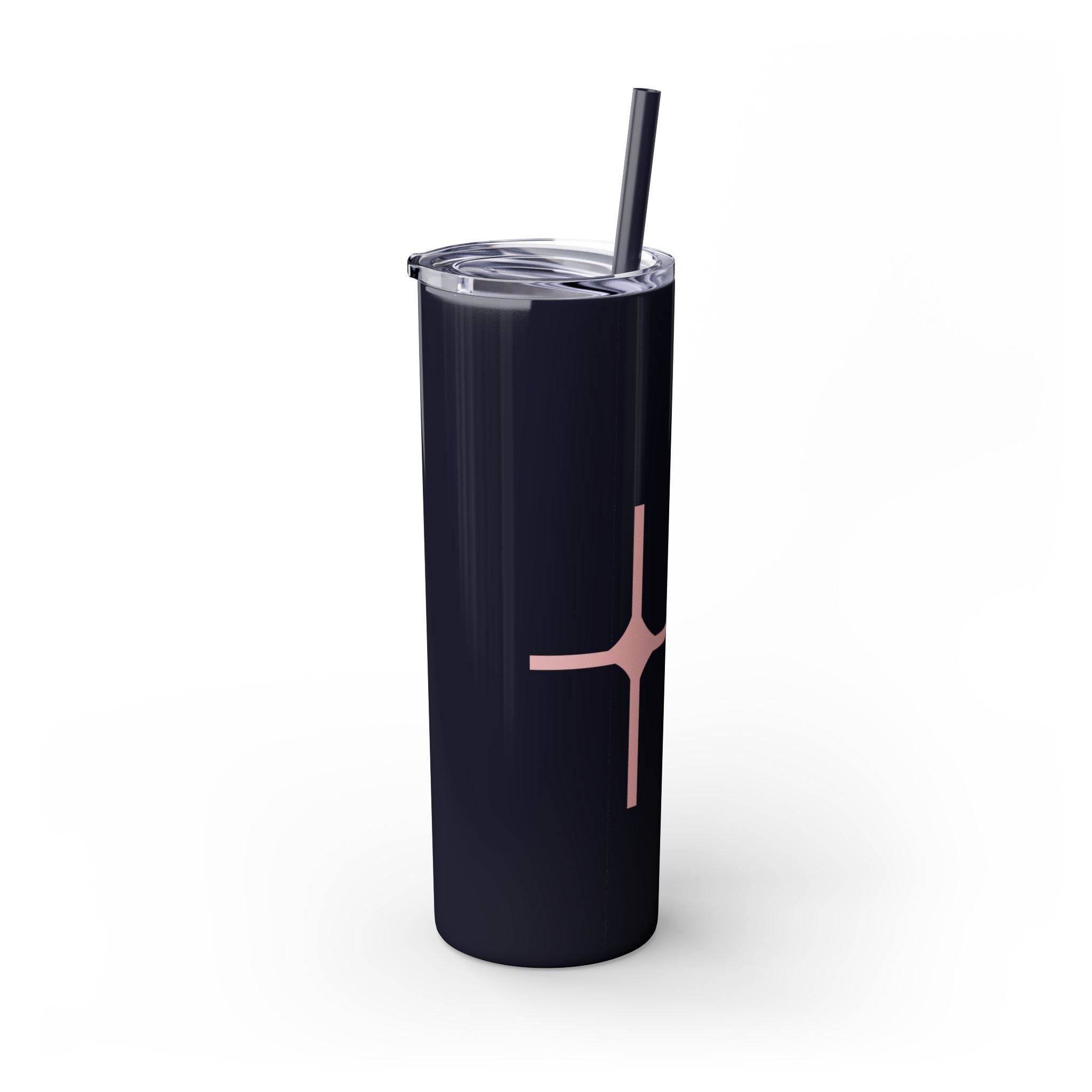Chic Skinny Tumbler with Straw - Modern Pink Design