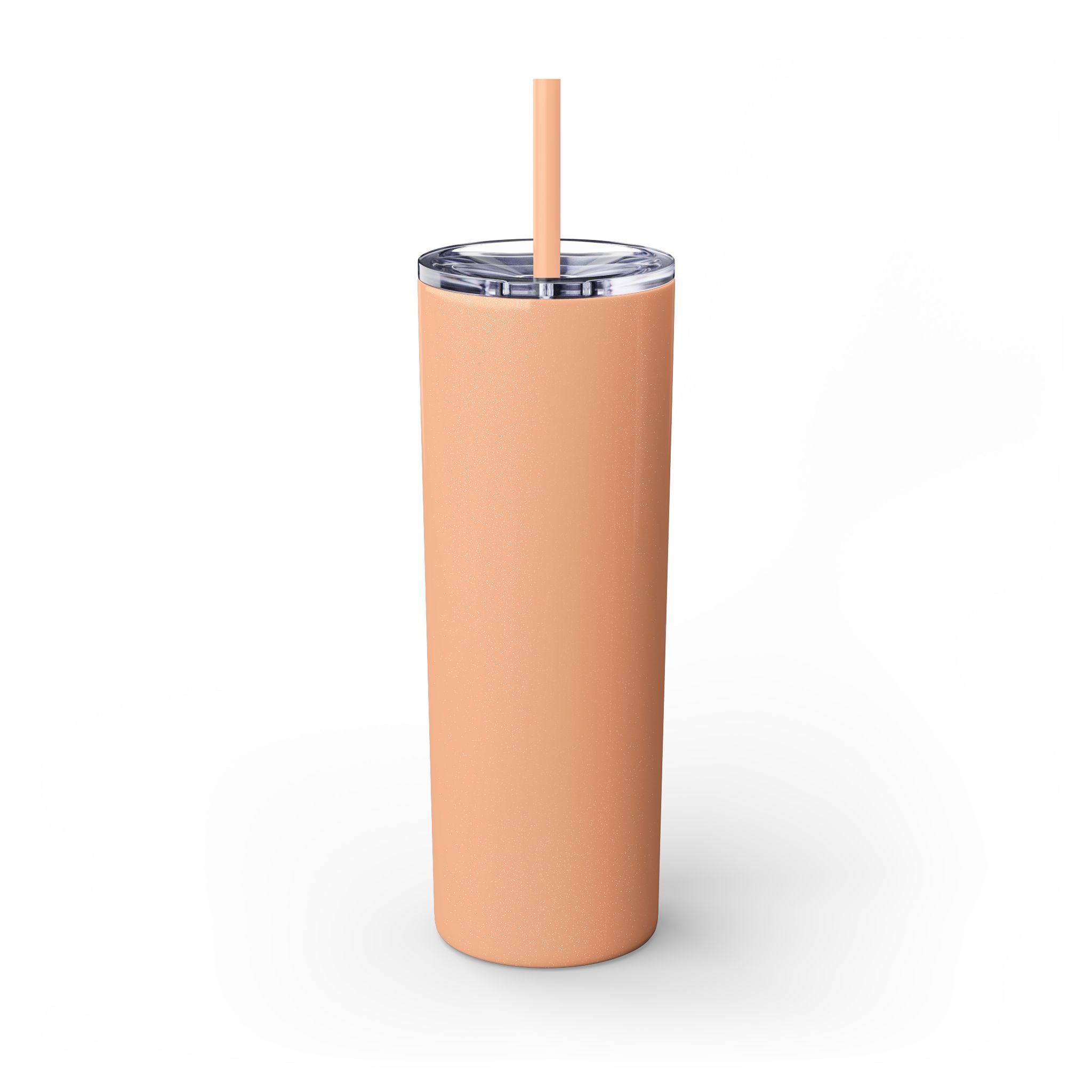 Chic Skinny Tumbler with Straw - Modern Pink Design