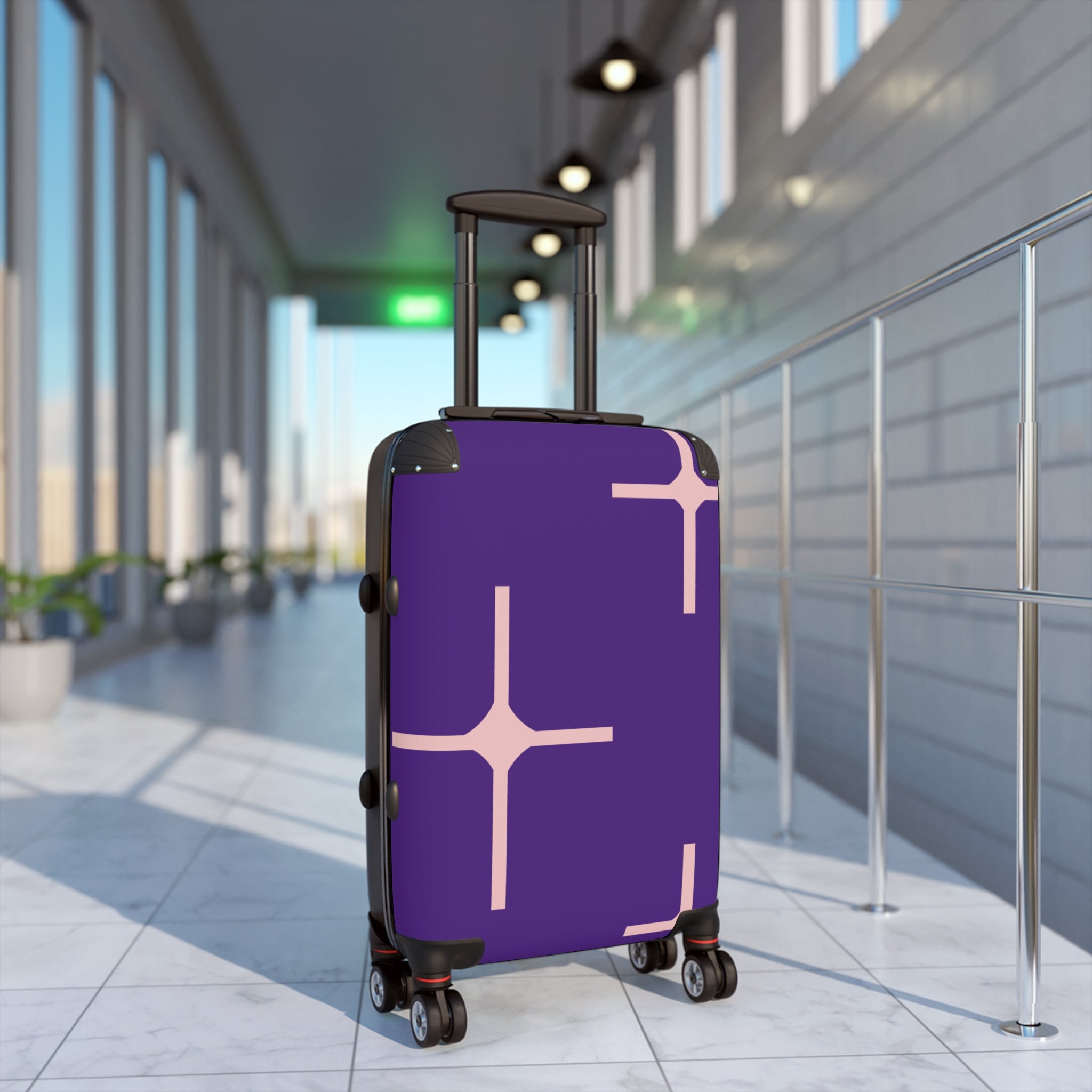 Stylish Purple Suitcase with Geometric Design