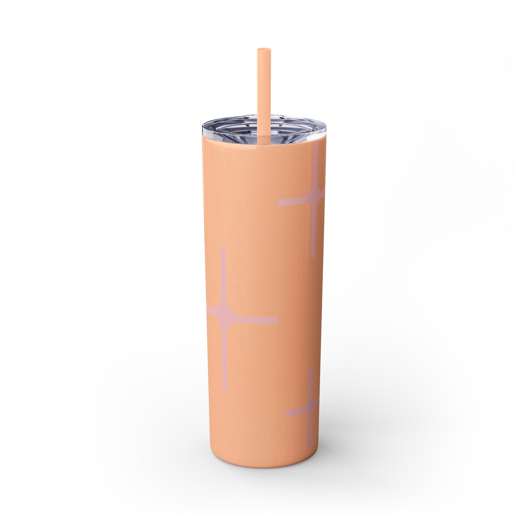 Chic Skinny Tumbler with Straw - Modern Pink Design