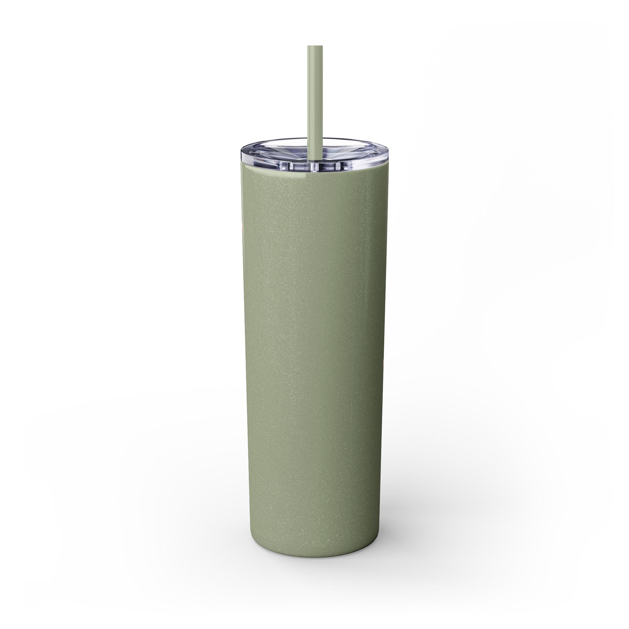 Chic Skinny Tumbler with Straw - Modern Pink Design