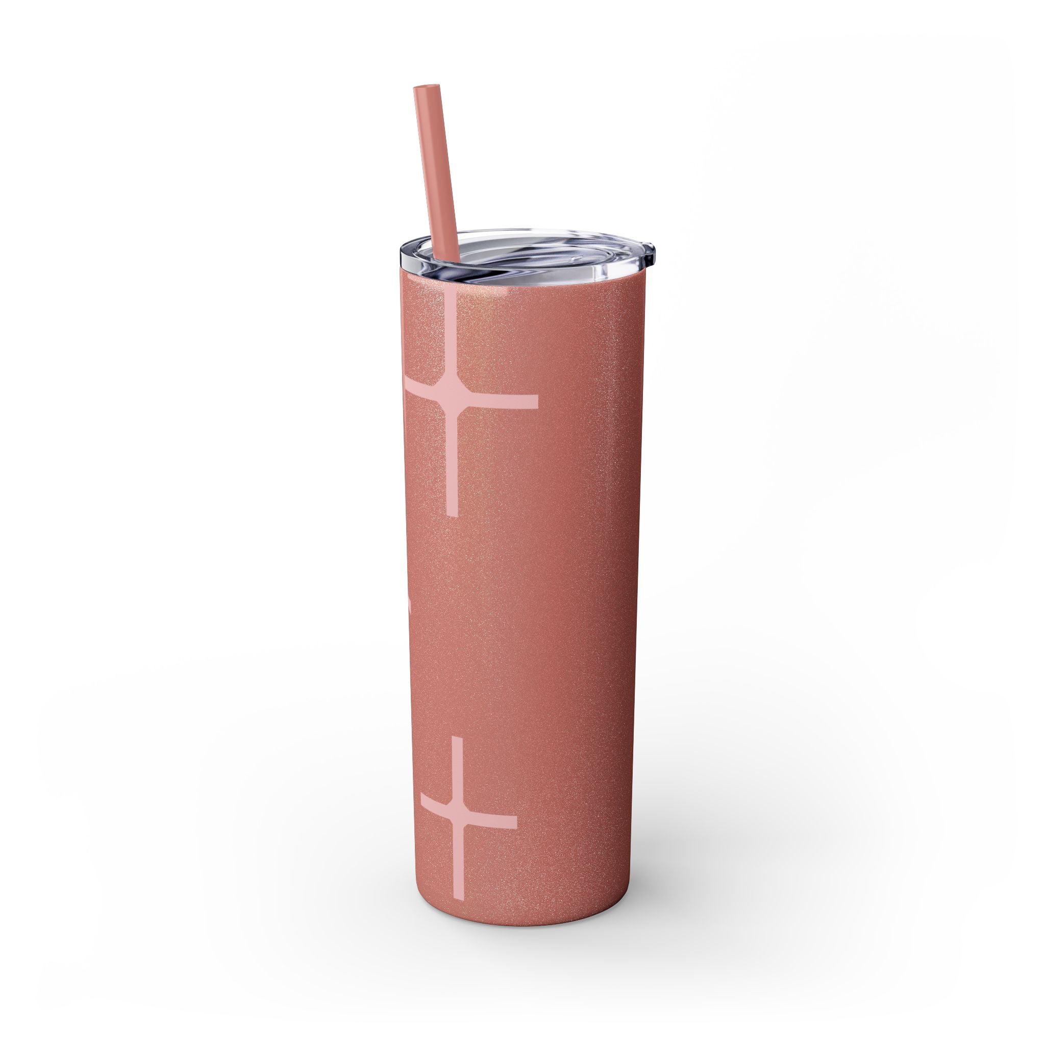 Chic Skinny Tumbler with Straw - Modern Pink Design