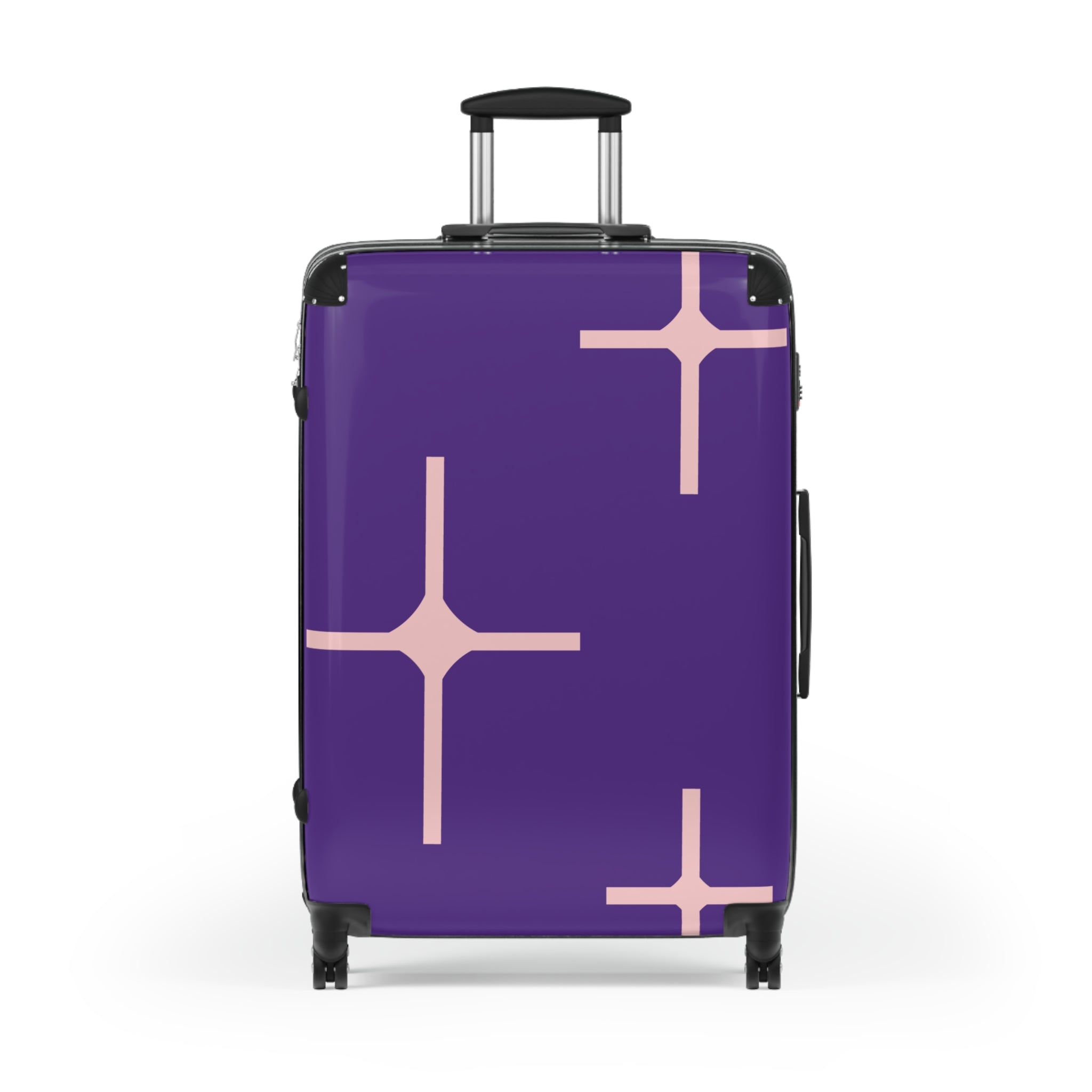 Stylish Purple Suitcase with Geometric Design