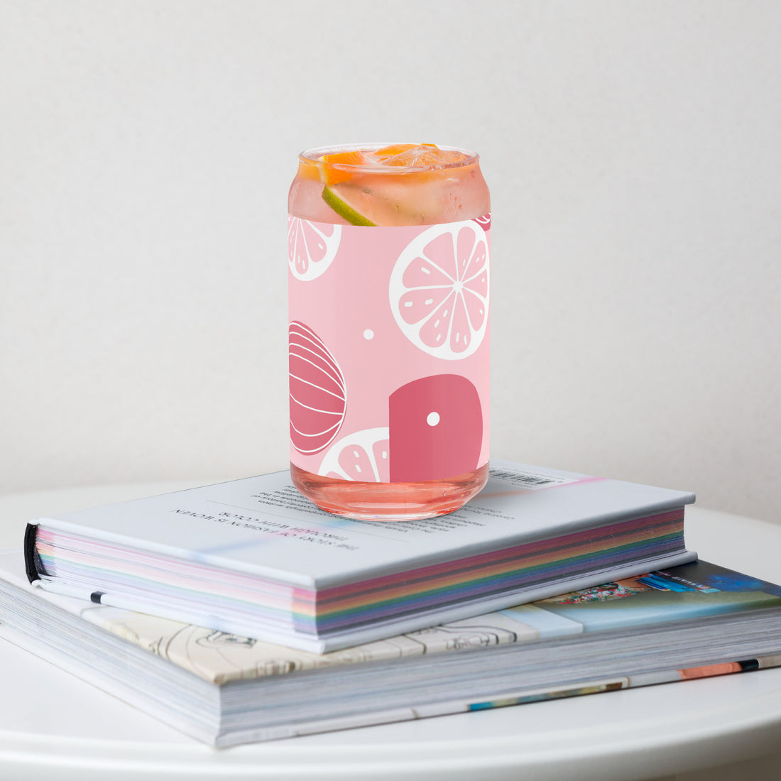 Pink Citrus Can-shaped glass
