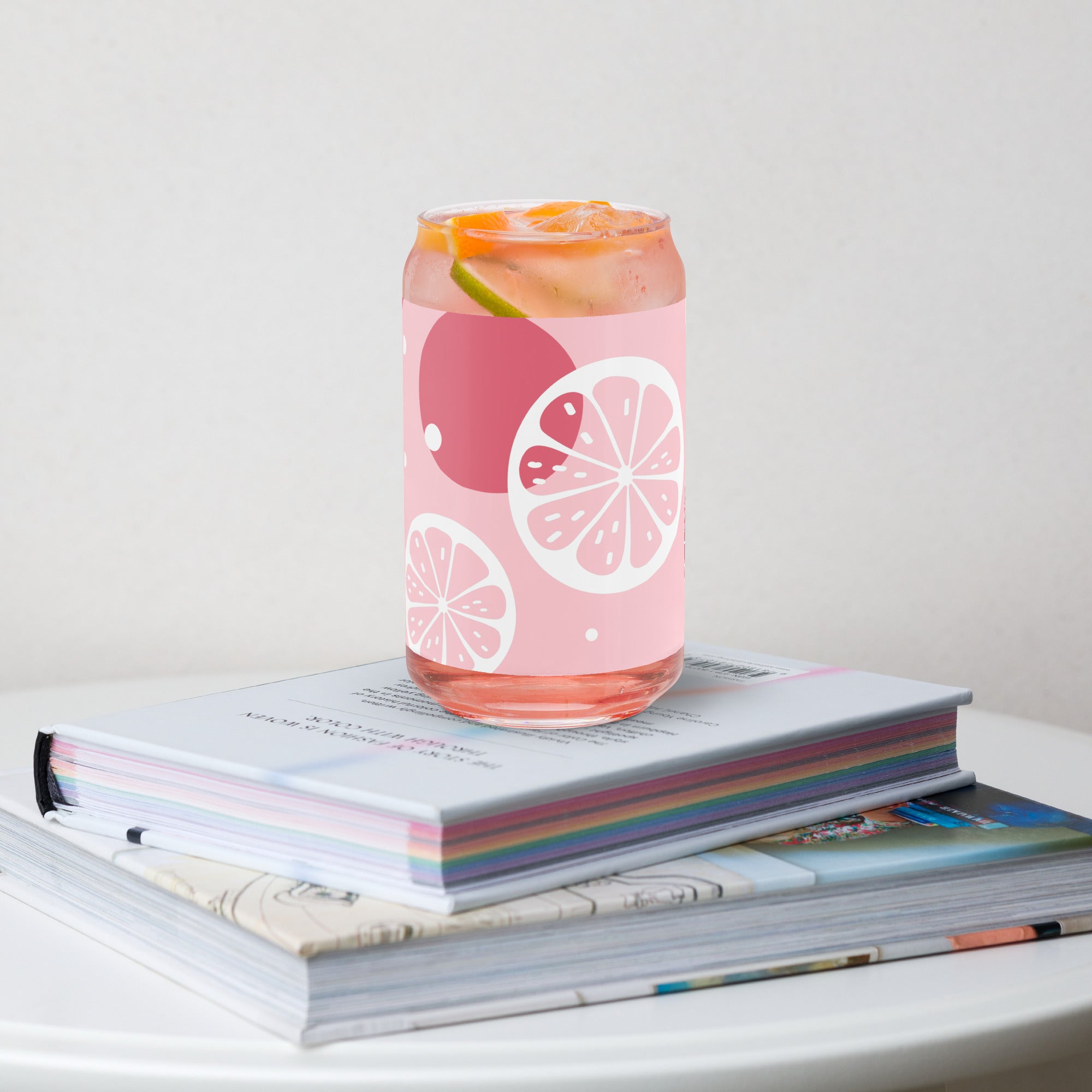 Pink Citrus Can-shaped glass