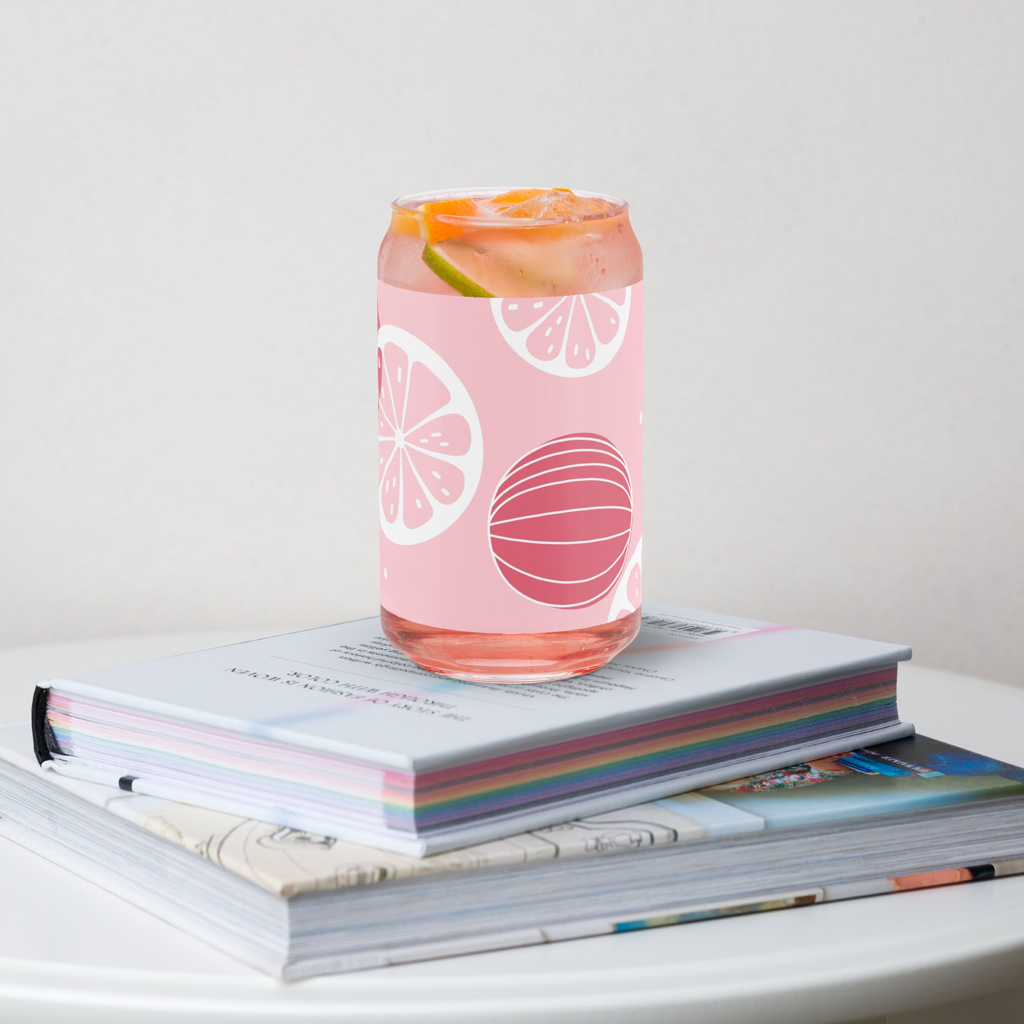 Pink Citrus Can-shaped glass