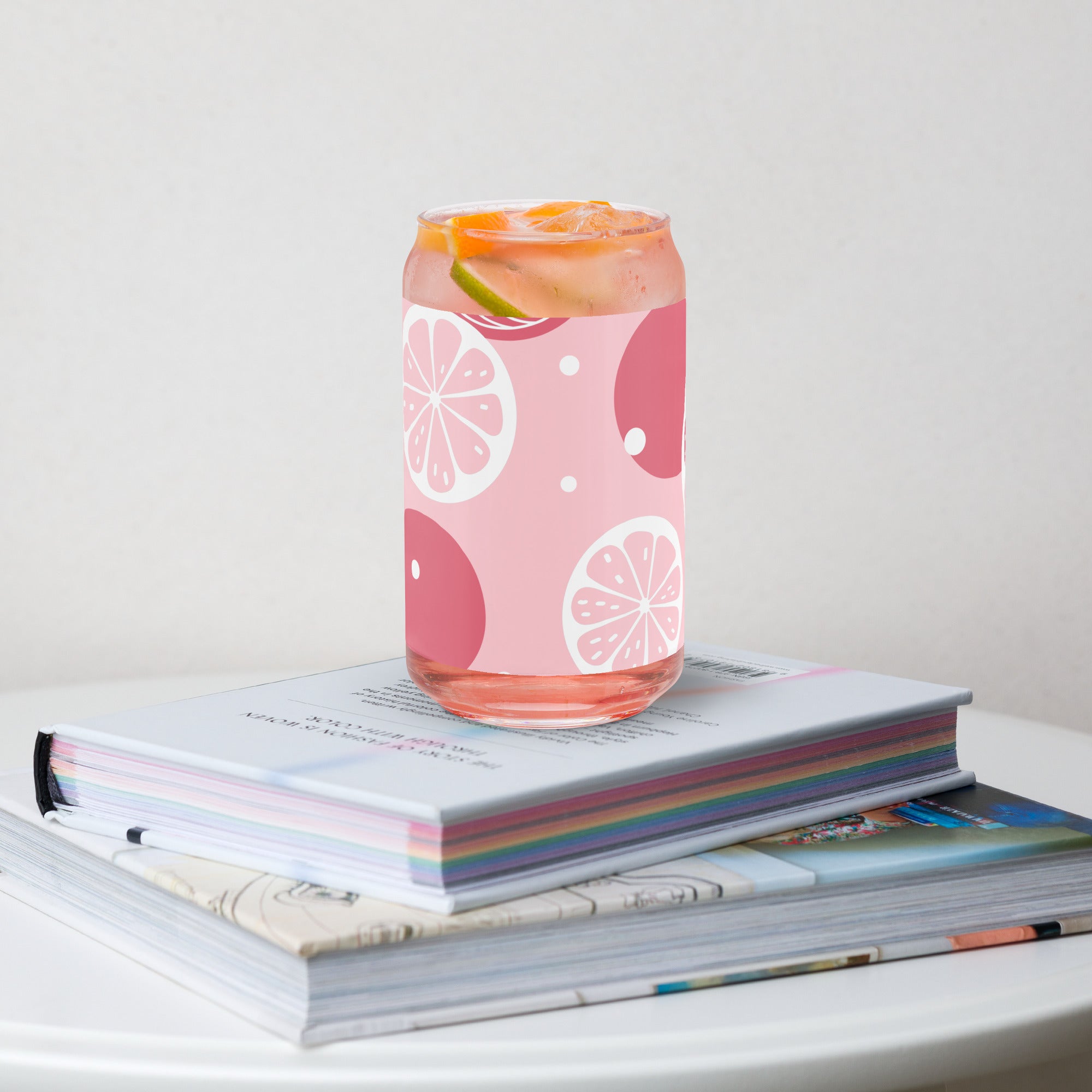 Pink Citrus Can-shaped glass