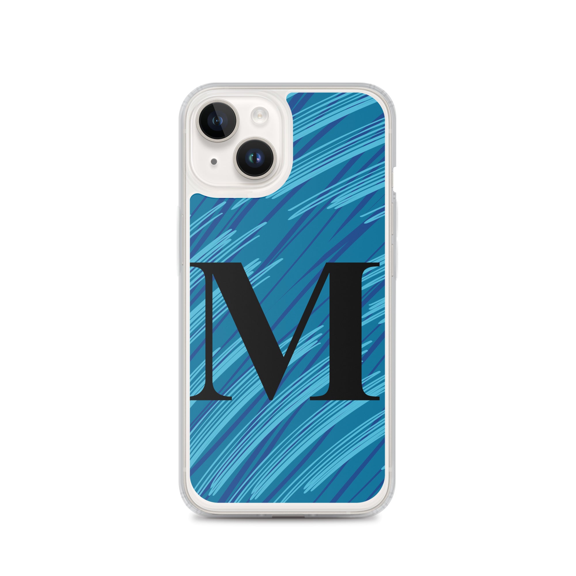 M- Light Blue Scratch Clear Case for iPhone®