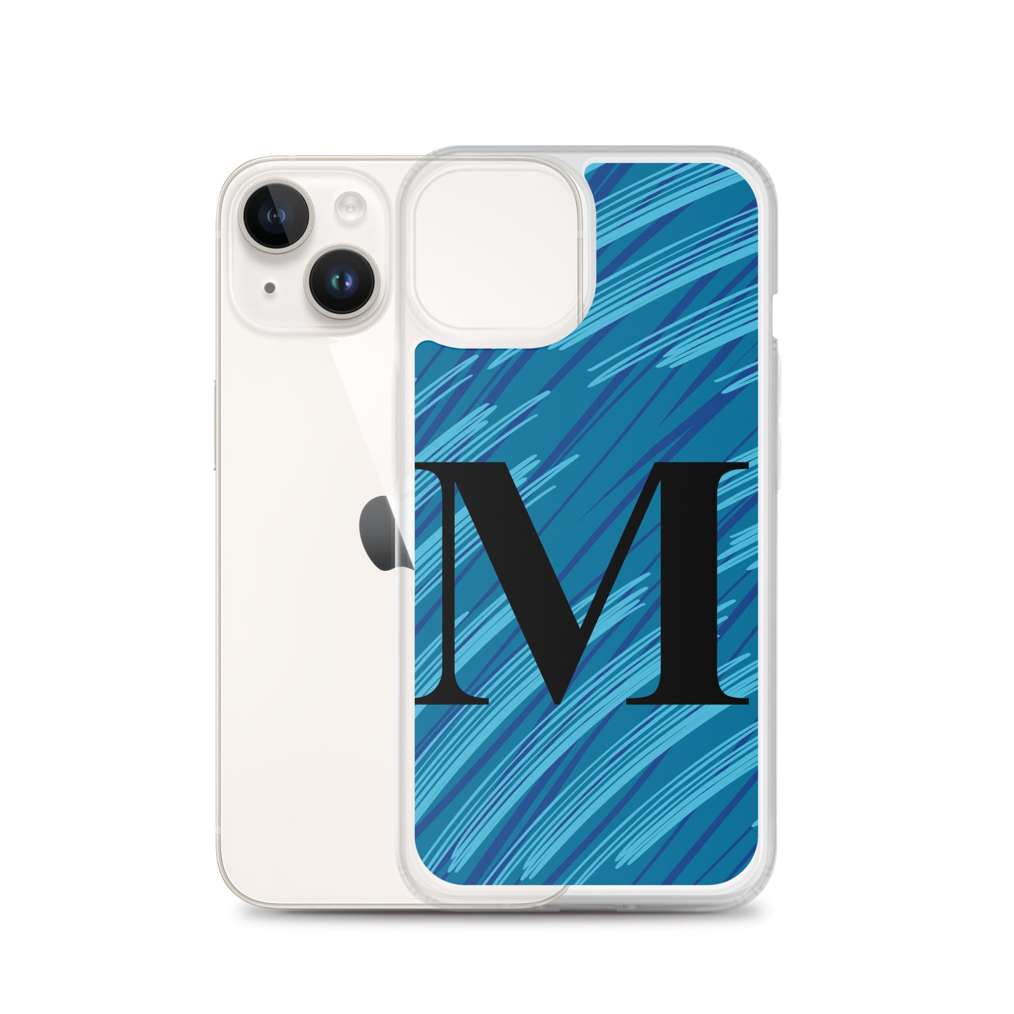 M- Light Blue Scratch Clear Case for iPhone®