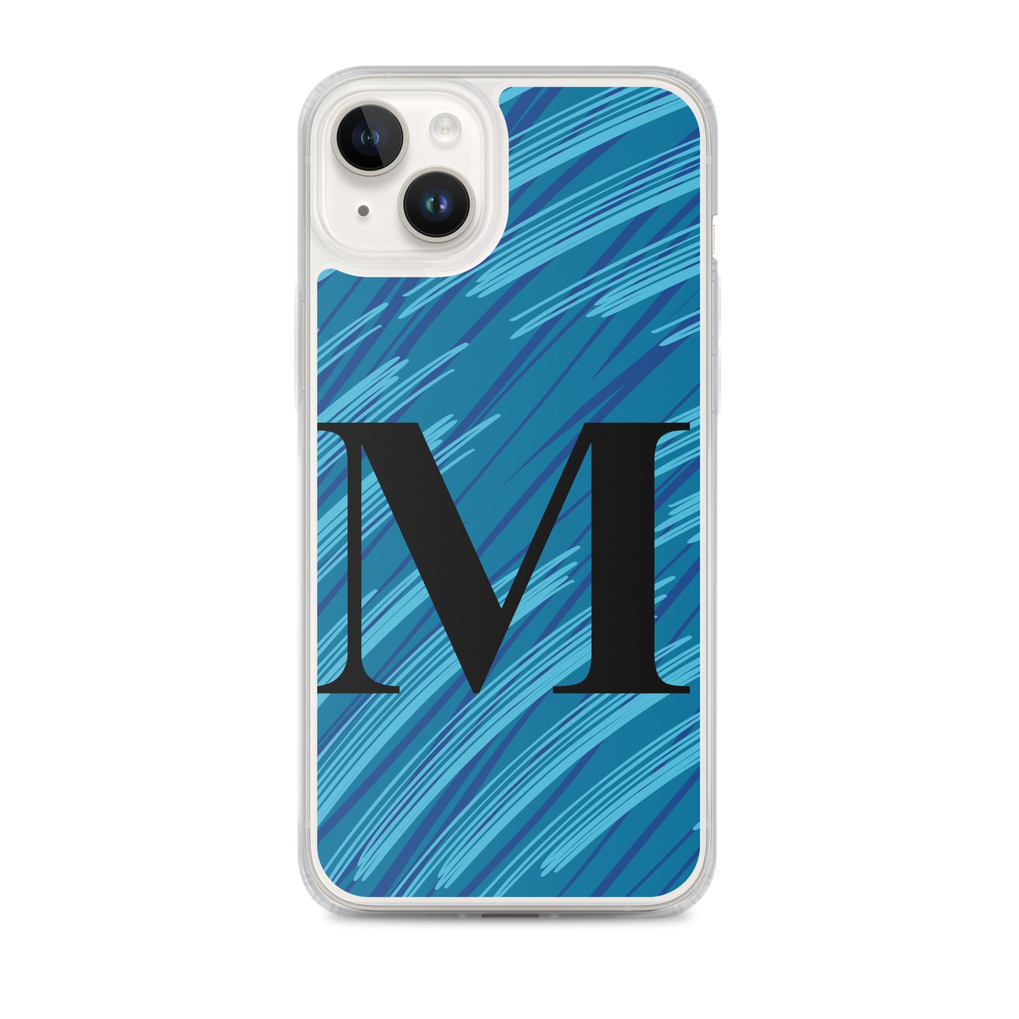 M- Light Blue Scratch Clear Case for iPhone®