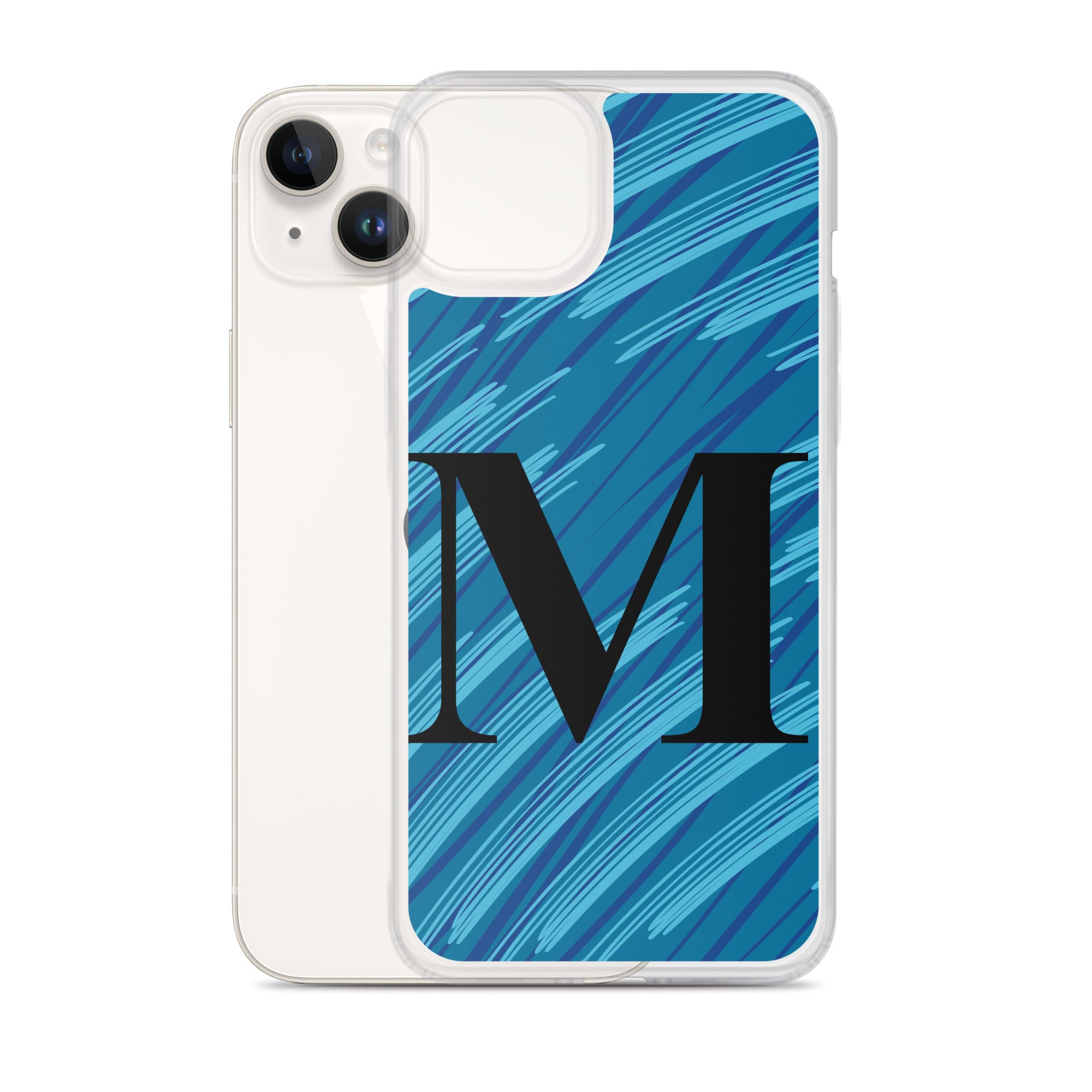 M- Light Blue Scratch Clear Case for iPhone®