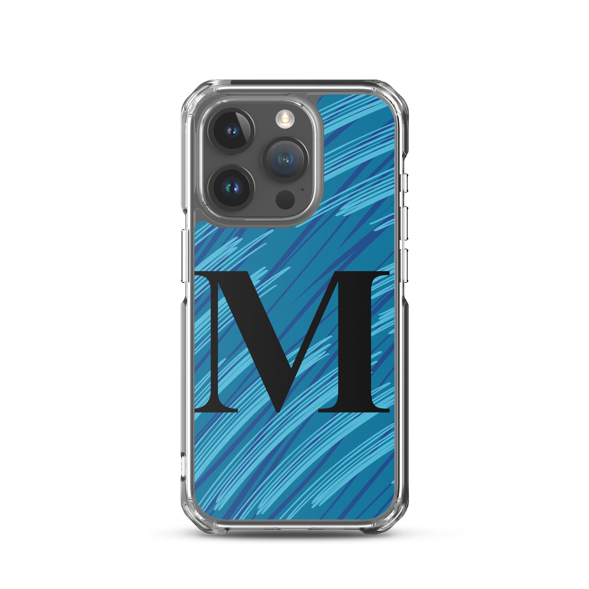 M- Light Blue Scratch Clear Case for iPhone®