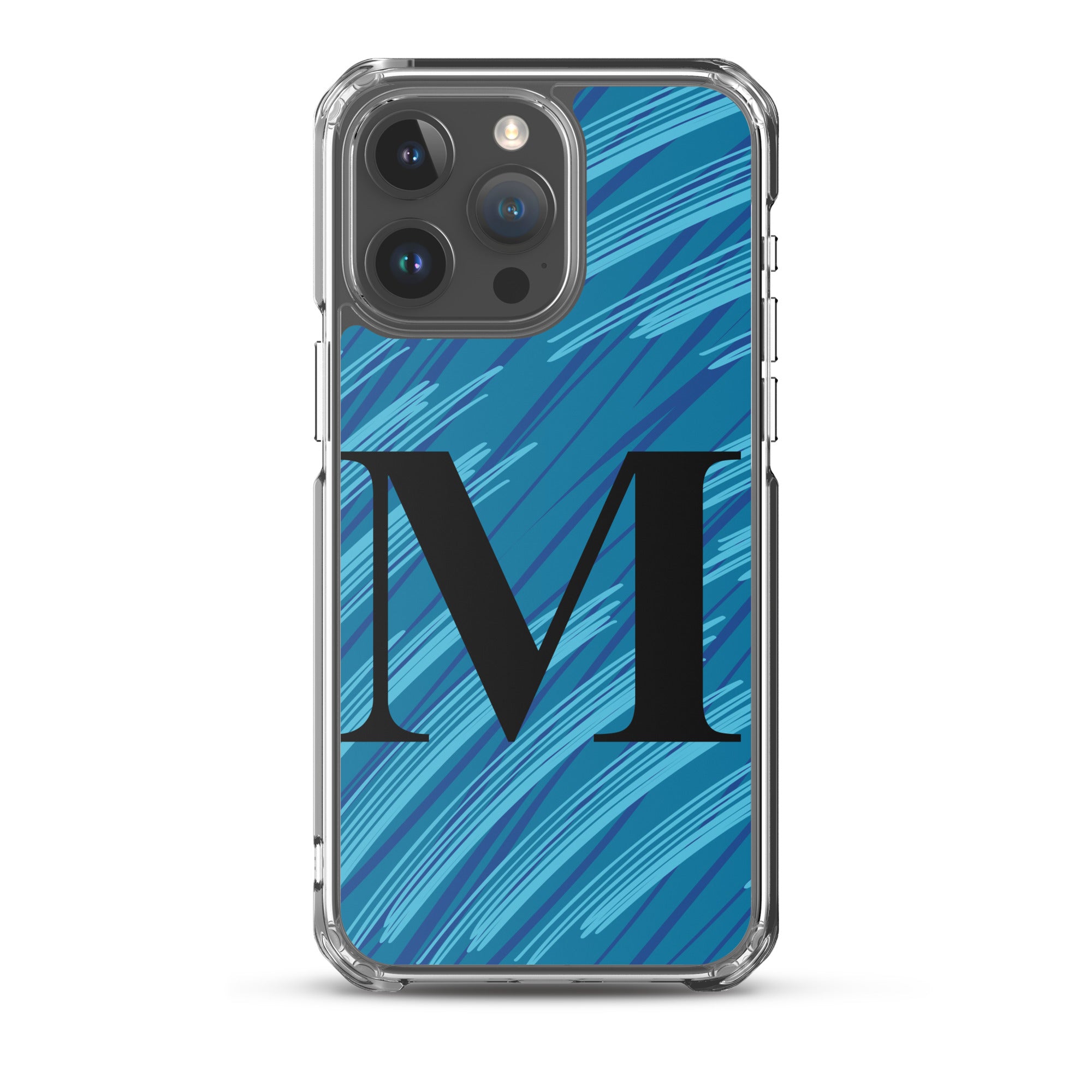 M- Light Blue Scratch Clear Case for iPhone®