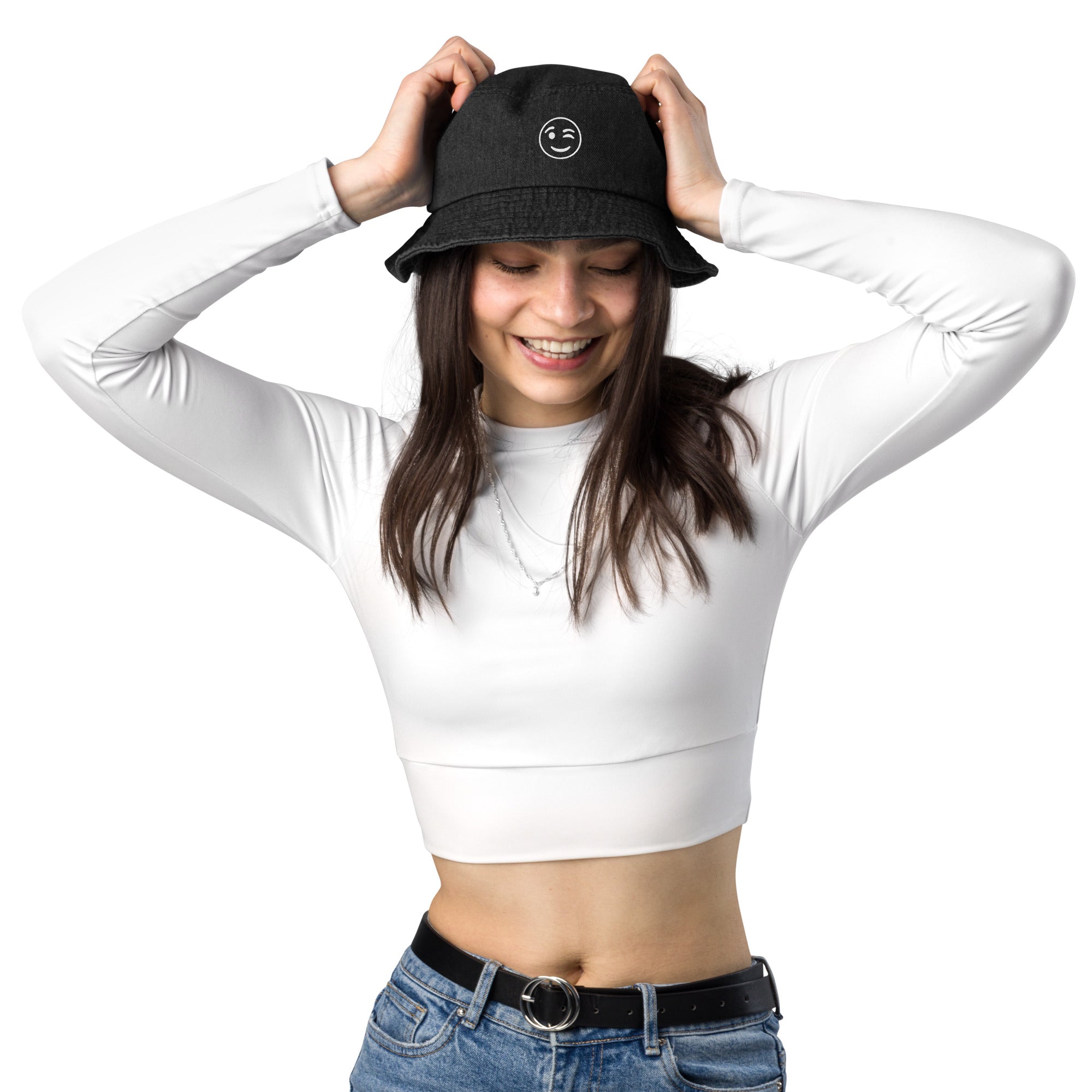 Smiley Denim bucket hat