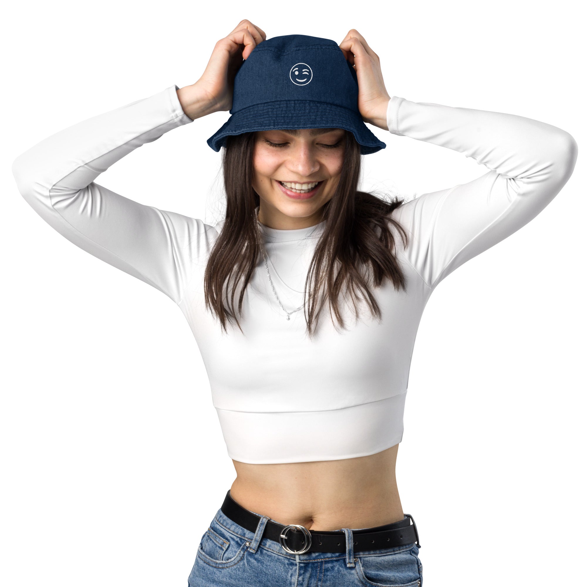 Smiley Denim bucket hat
