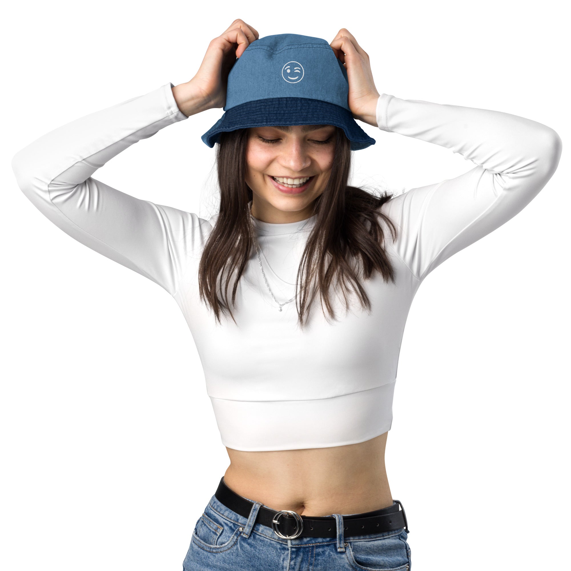 Smiley Denim bucket hat