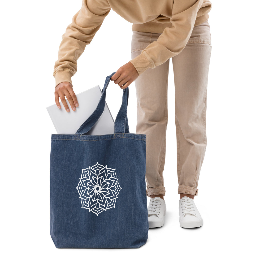 Mandala denim tote bag