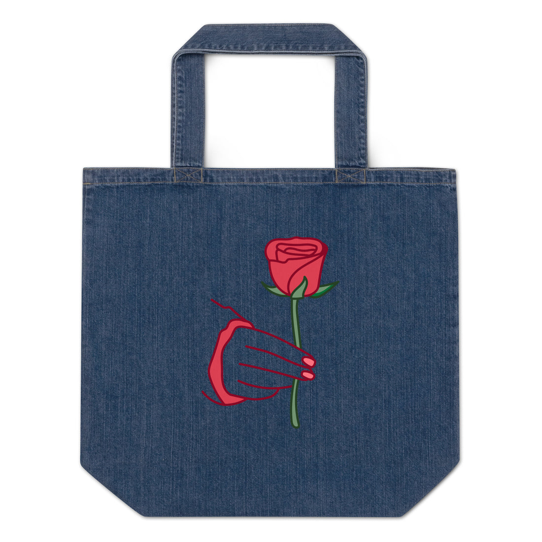 Rose denim tote bag