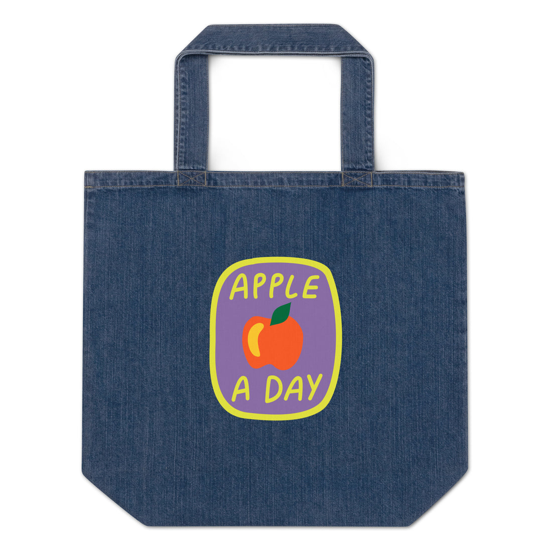 Apple denim tote bag