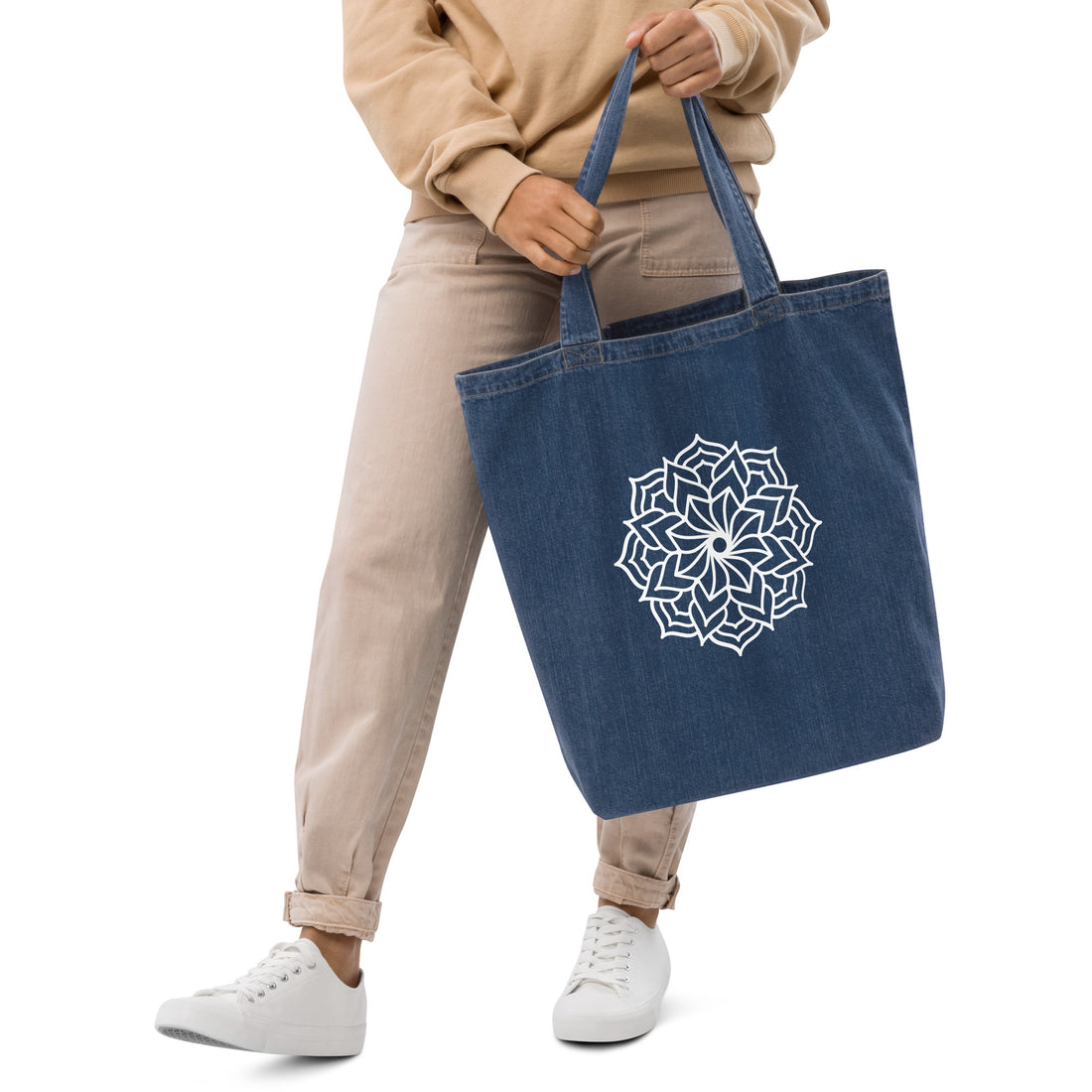 Mandala denim tote bag