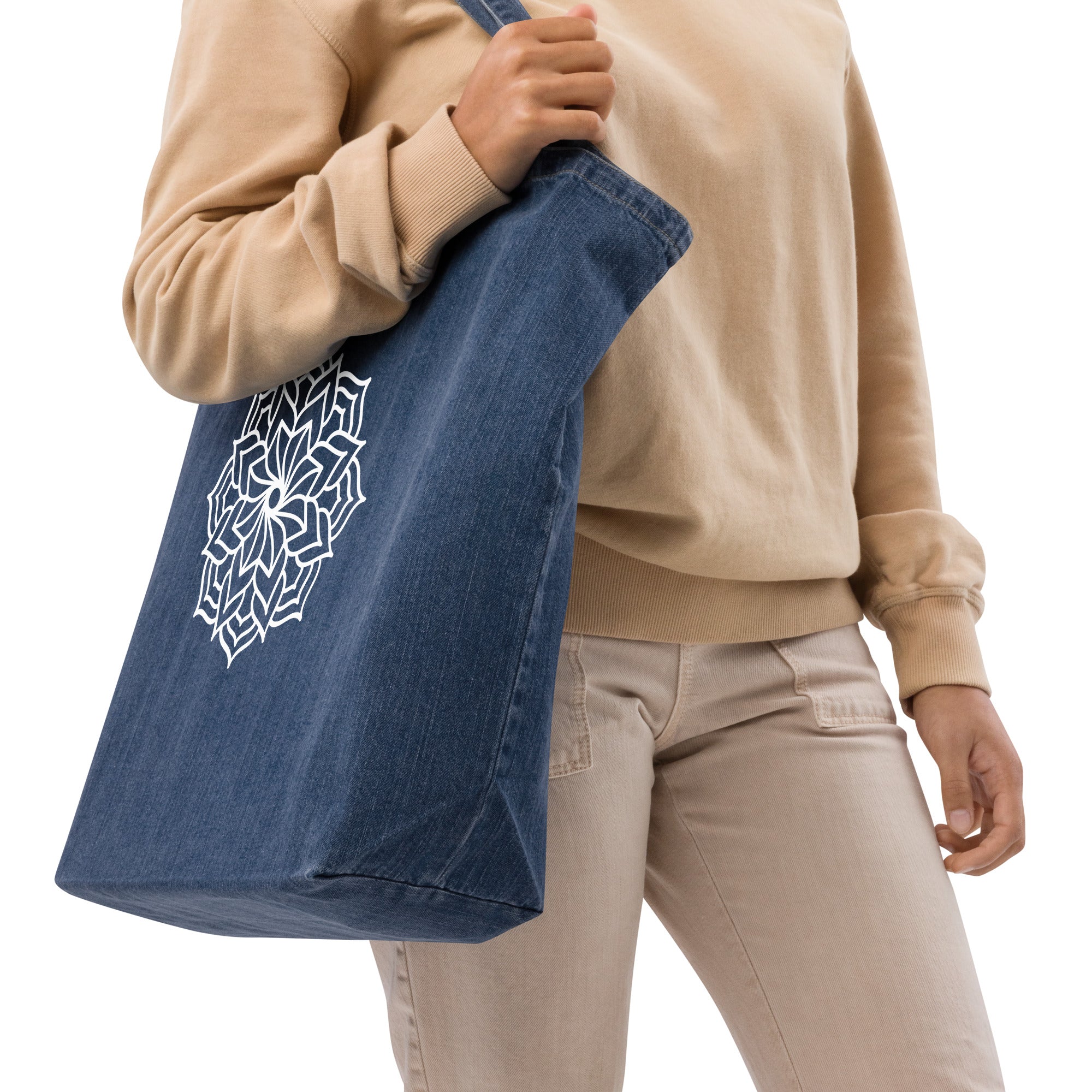 Mandala denim tote bag