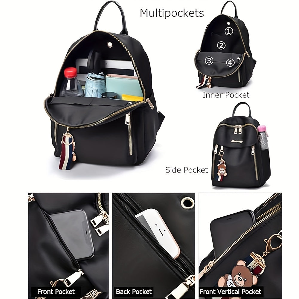 Trendy Backpack for Casual Outings: Lightweight, Oxford Material, Adjustable Shoulder Strap, and Gold-Tone Zippers