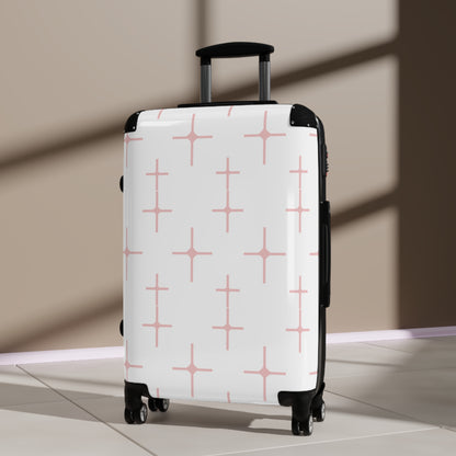 Chic Travel Suitcase with Pink Pattern Design